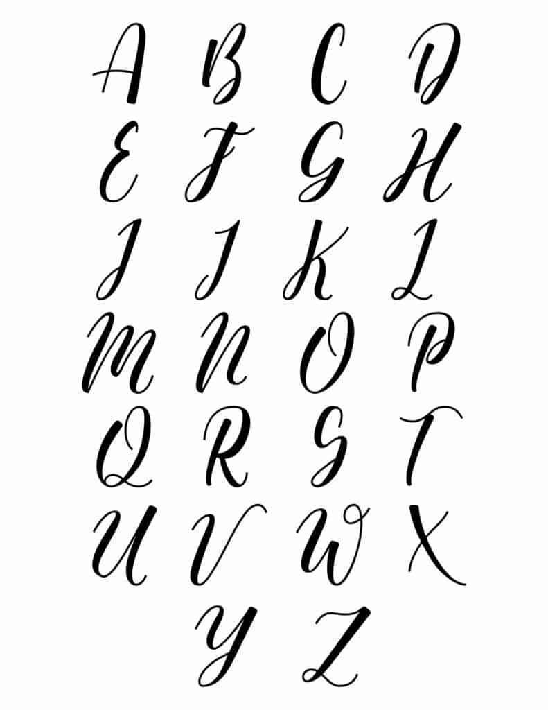 Free Printable Calligraphy Set For Beginners - Freebie Finding Mom throughout Free Printable Calligraphy Letter Stencils