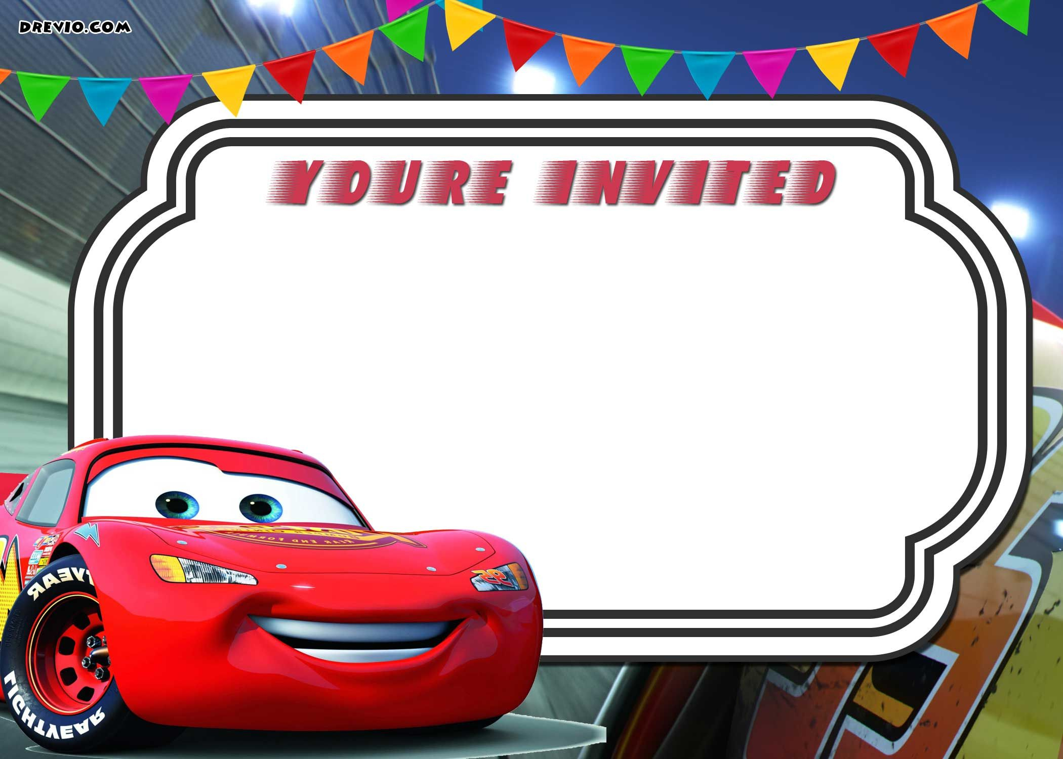 Free Printable Cars 3 Lightning Mcqueen Invitation Template intended for Free Printable Disney Cars Birthday Party Invitations