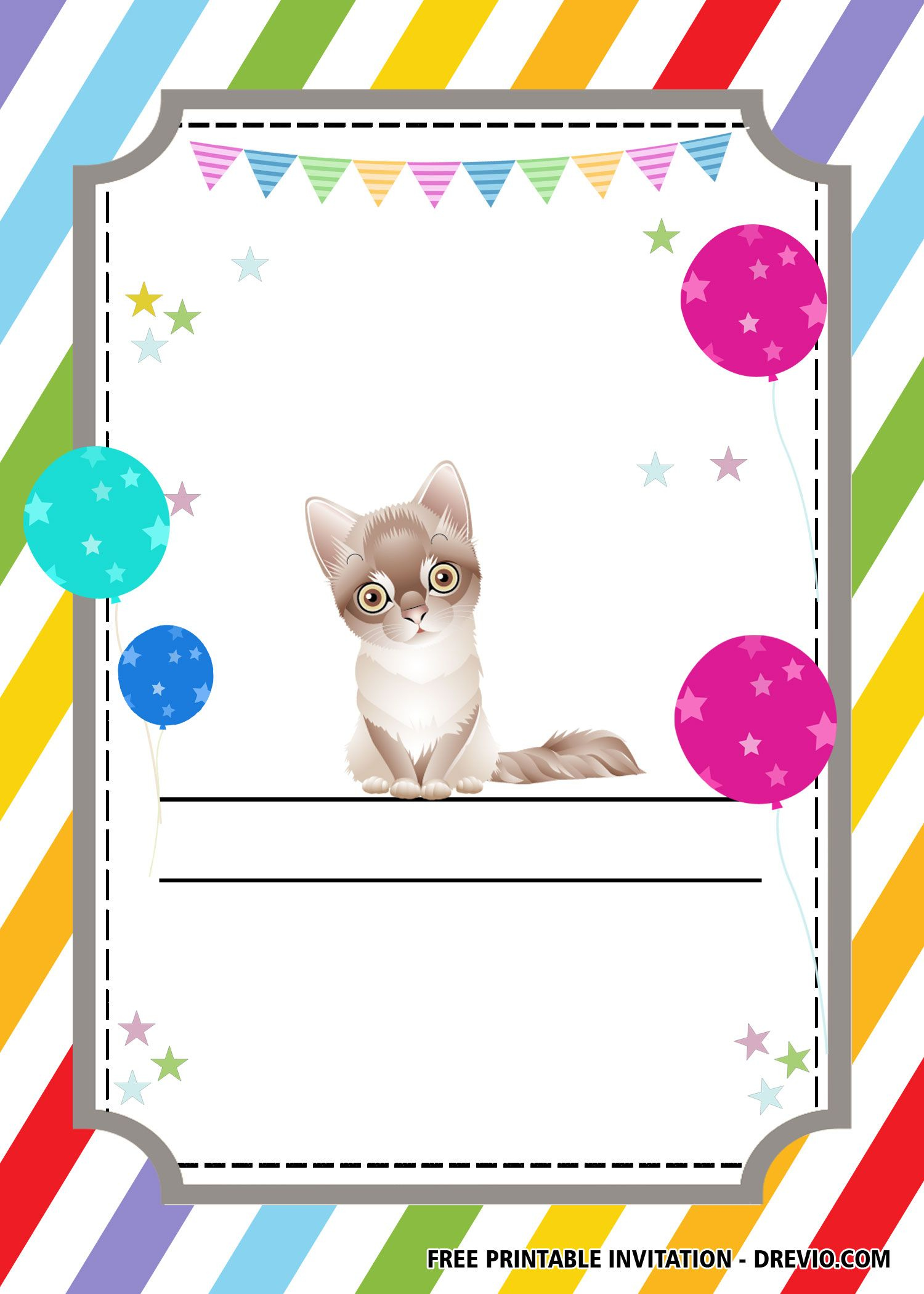 Free Printable Cat Party Invitation Templates inside Free Printable Kitten Birthday Invitations