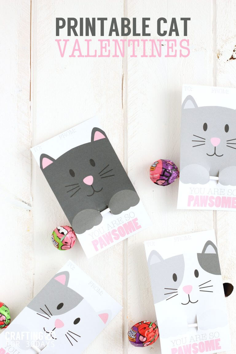 Free Printable Cat Valentine Cards throughout Free Printable Cat Valentine Cards