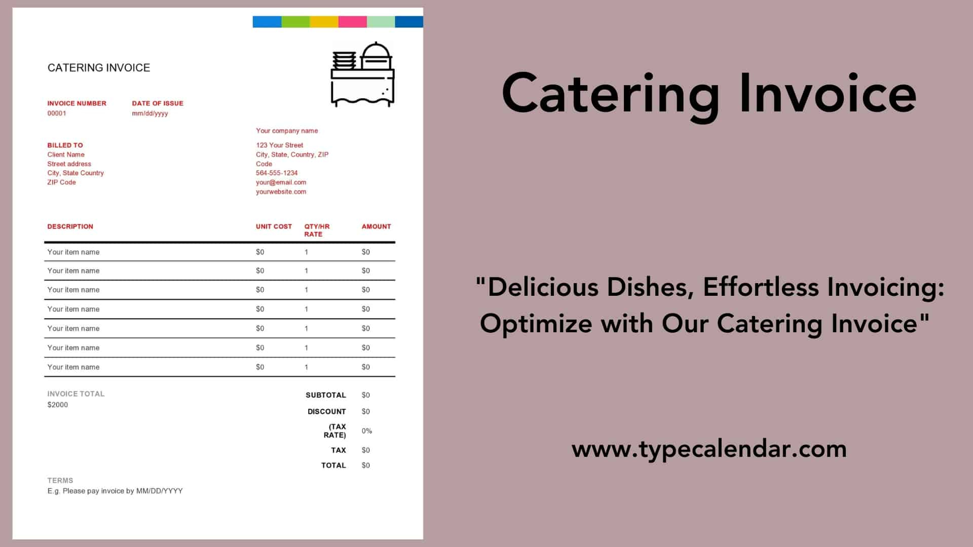 Free Printable Catering Invoice Templates [Excel, Pdf, Word] inside Free Printable Catering Invoice Template