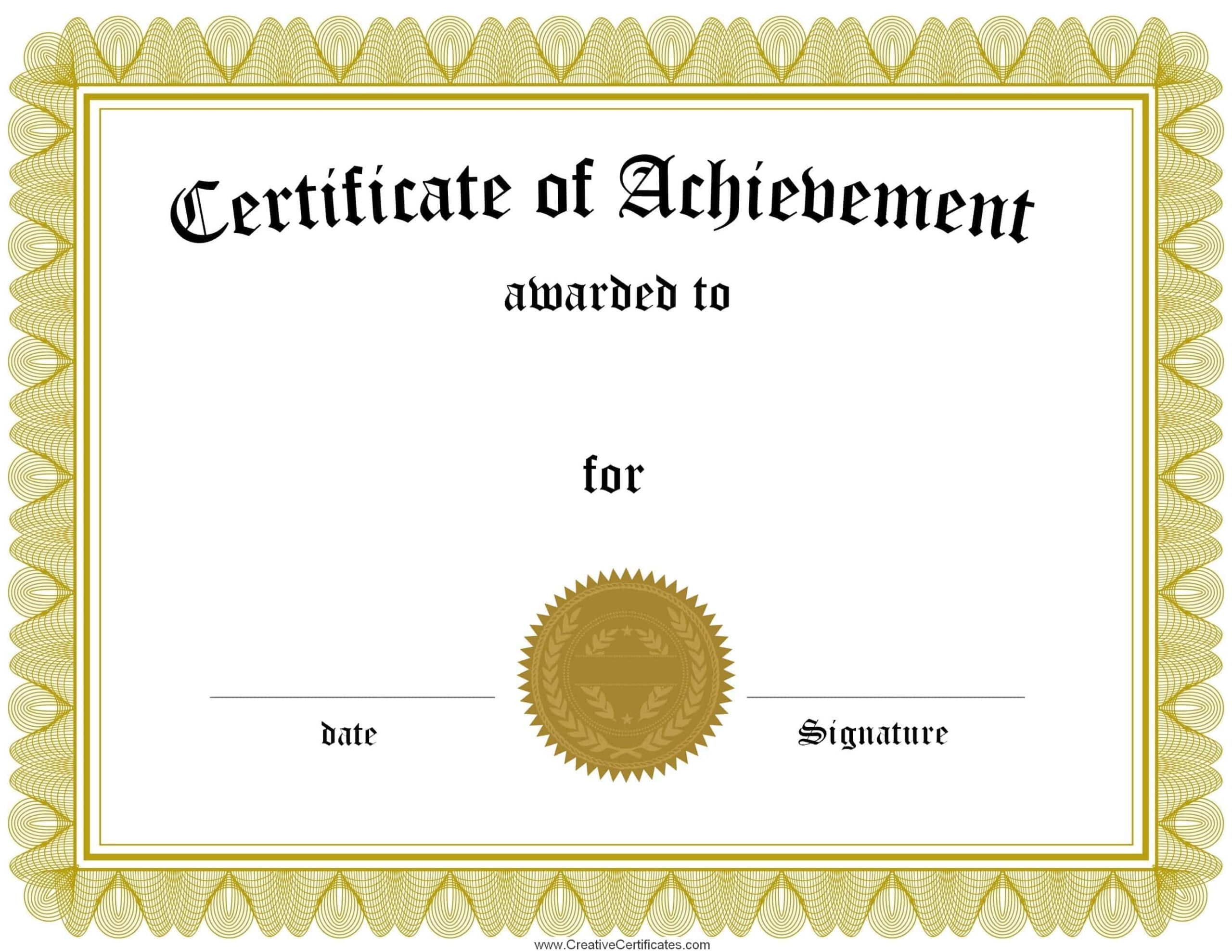 Free Printable Certificates Of Achievement pertaining to Free Printable Certificates of Achievement