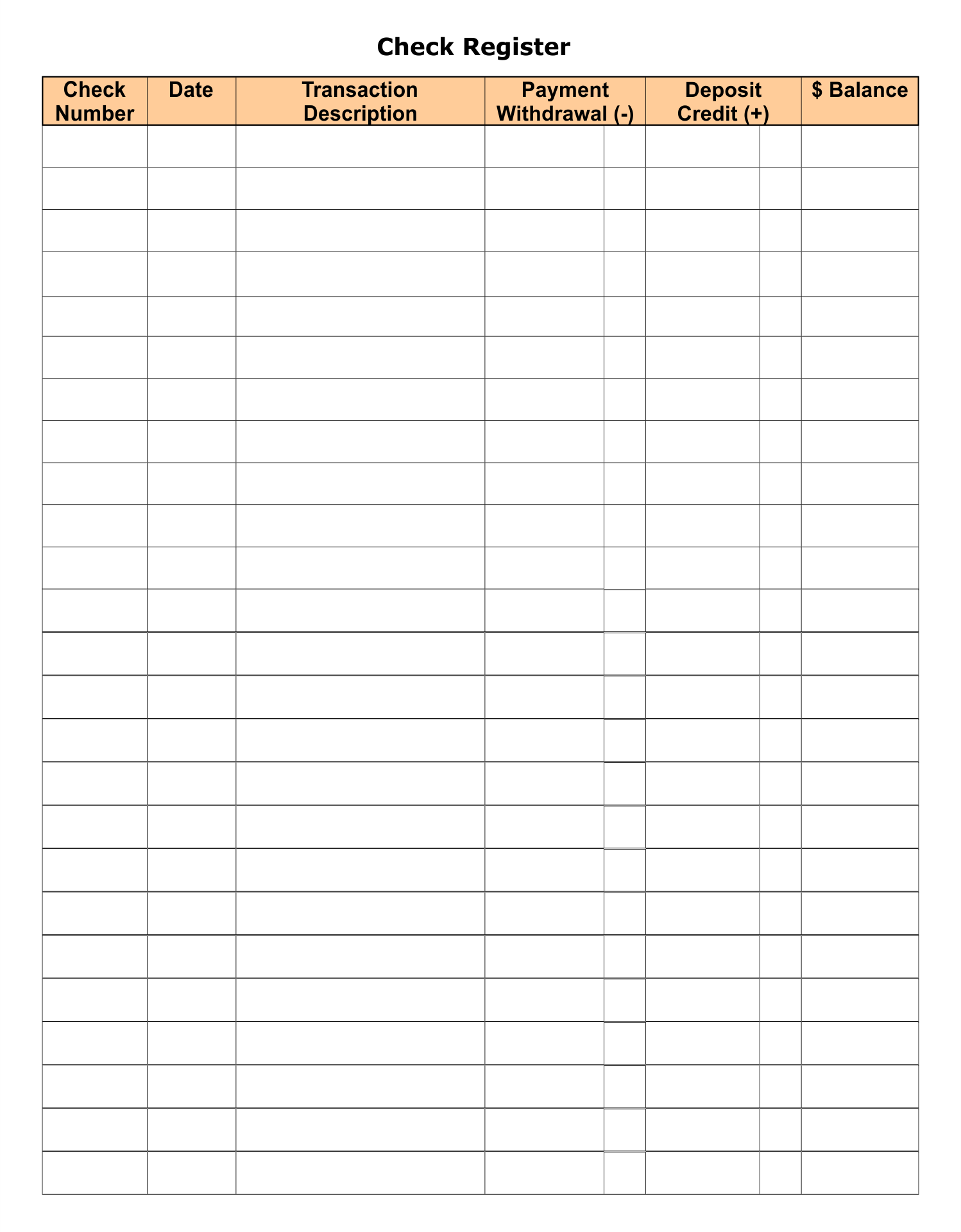 Free Printable Check Register | Printablee intended for Free Printable Checkbook Register