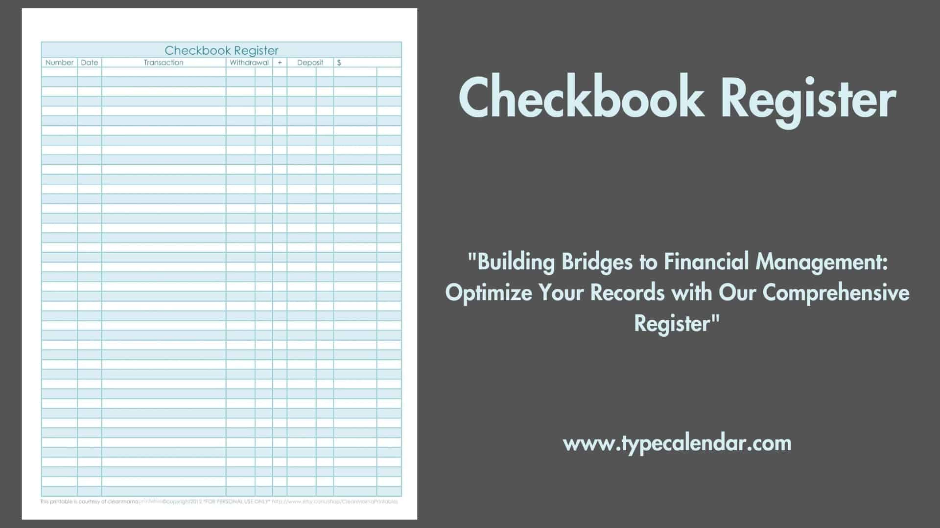Free Printable Checkbook Register Templates [Pdf, Excel] inside Free Printable Check Register Templates