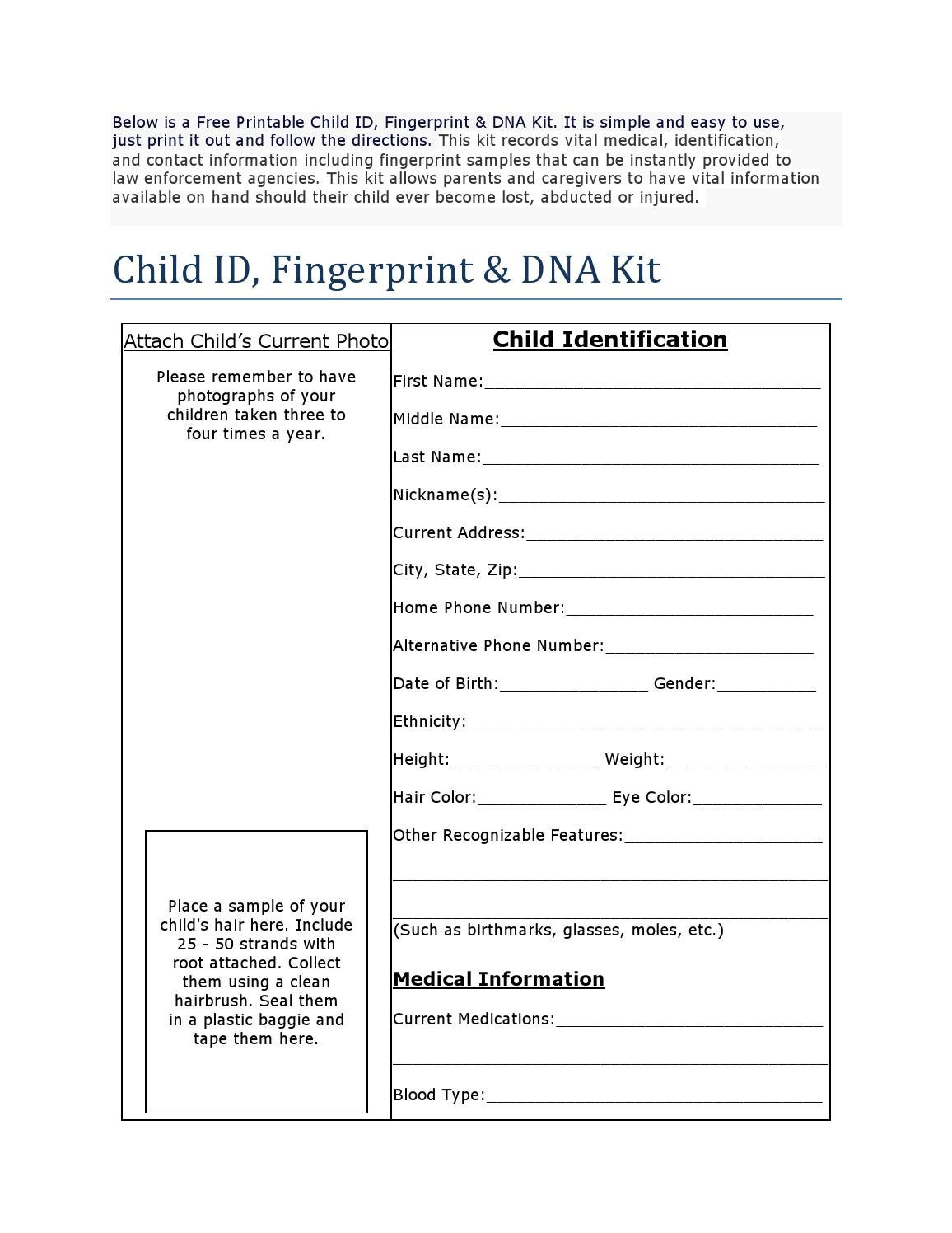 Free Printable Child Id Carddreamcatchers For Abused Children within Free Printable Child Identification Card