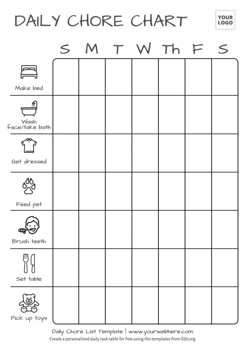 Free Printable Chore List Templates pertaining to Free Printable Charts And Lists