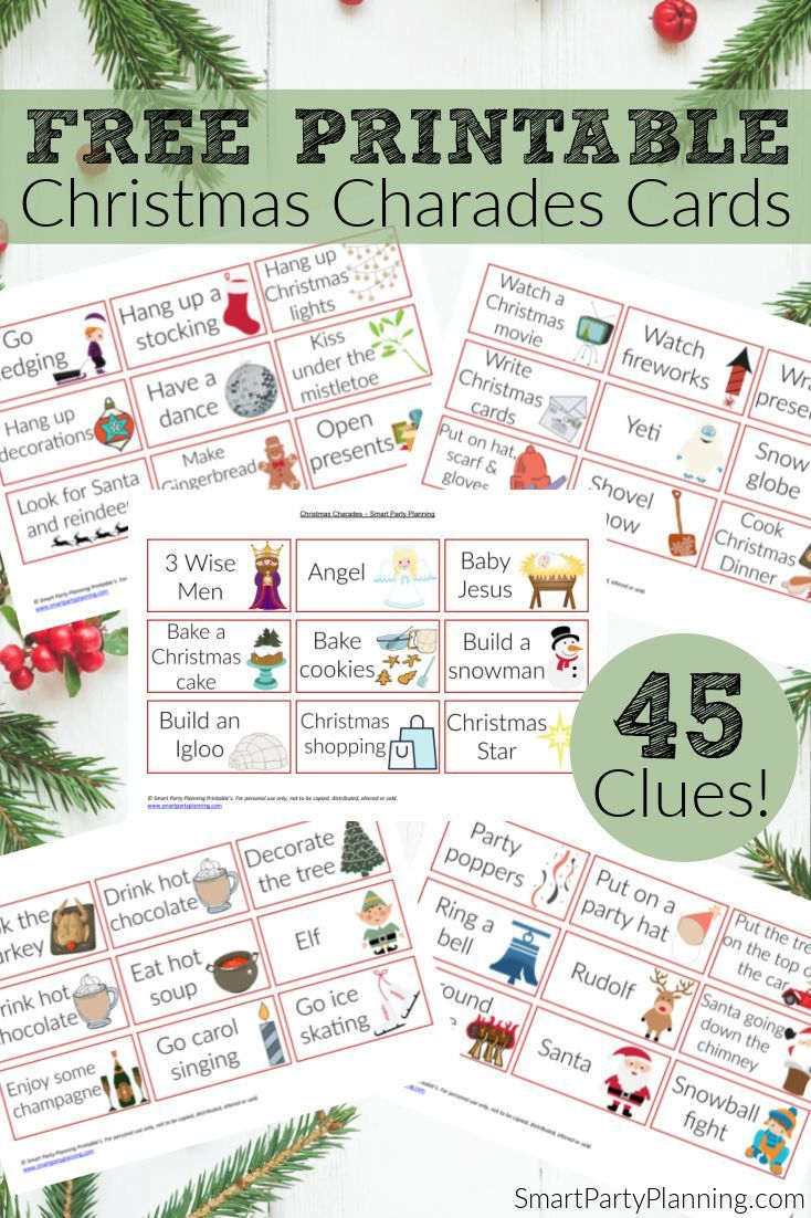 Free Printable Christmas Charades The Whole Family Can Enjoy in Free Printable Christmas Charades Cards