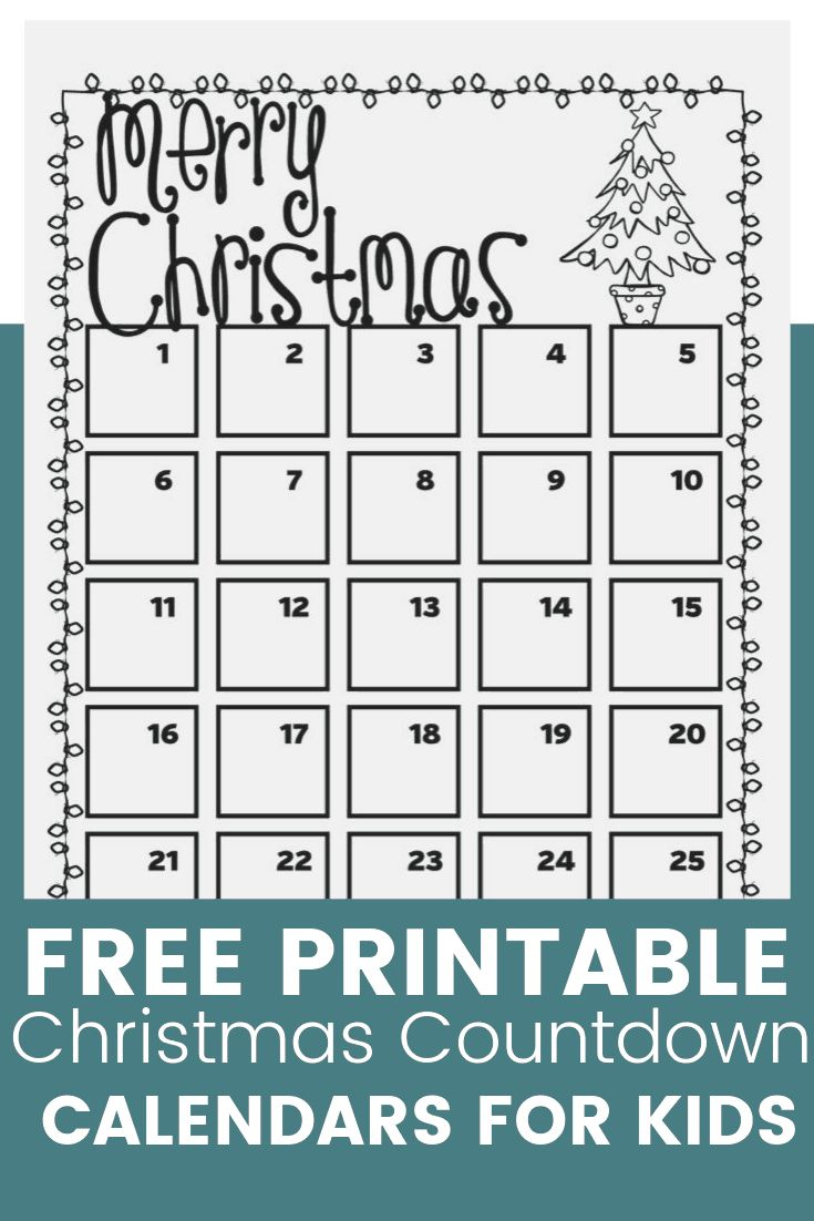 Free Printable Christmas Countdown Calendars For Kids | Kids intended for Christmas Countdown Free Printable