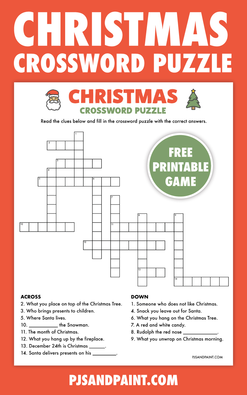 Free Printable Christmas Crossword Puzzle - Pjs And Paint inside Free Printable Christmas Puzzle Games