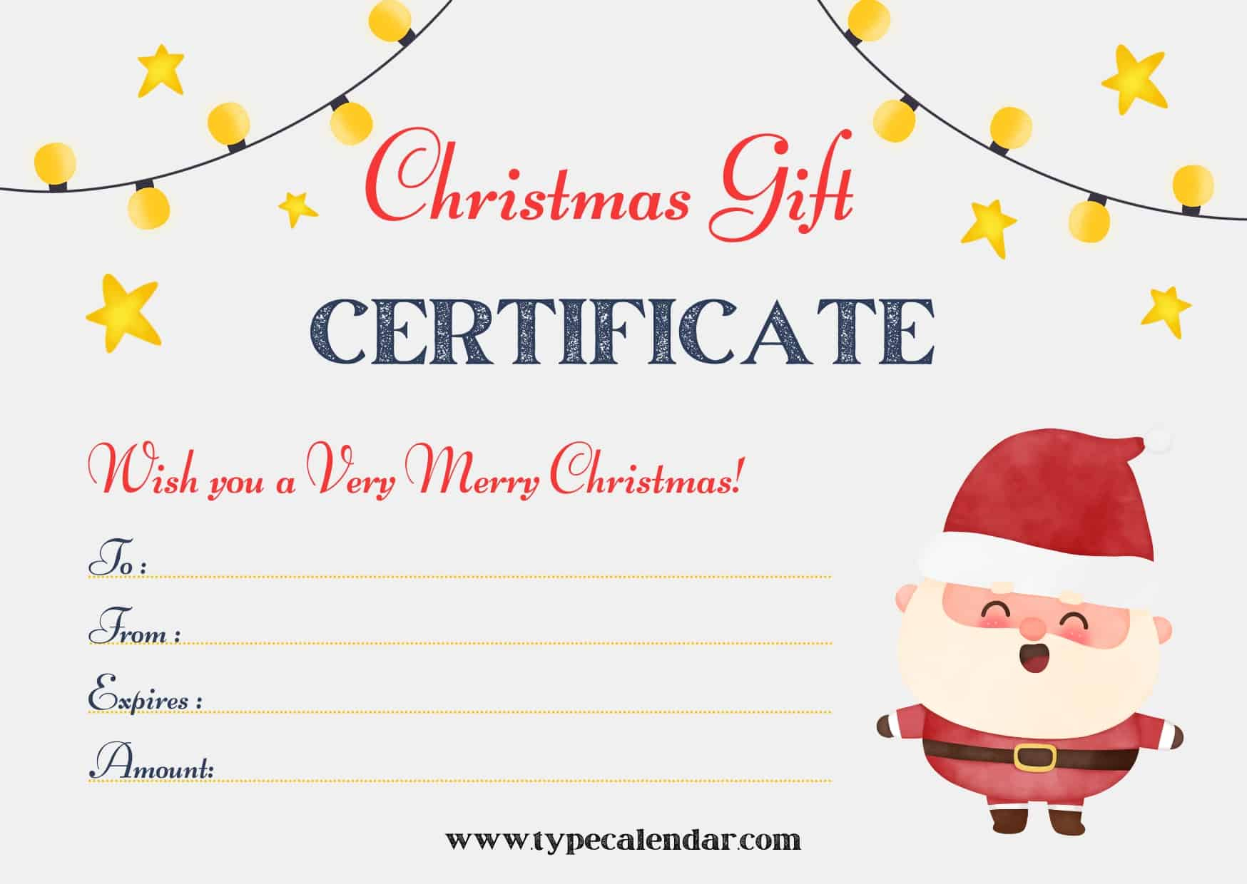 Free Printable Christmas Gift Certificate Templates [Pdf, Word] Blank with regard to Free Printable Xmas Gift Certificates