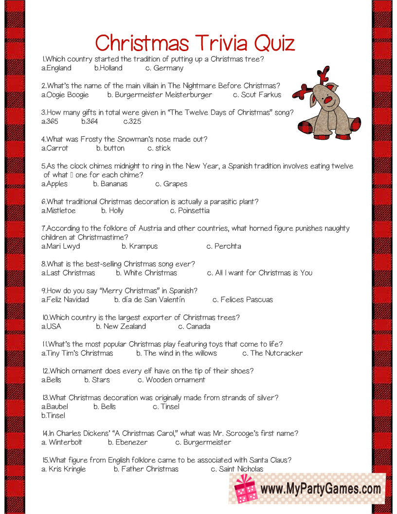 Free Printable Christmas Trivia Quiz | Christmas Trivia Quiz regarding Free Printable Christmas Trivia Quiz