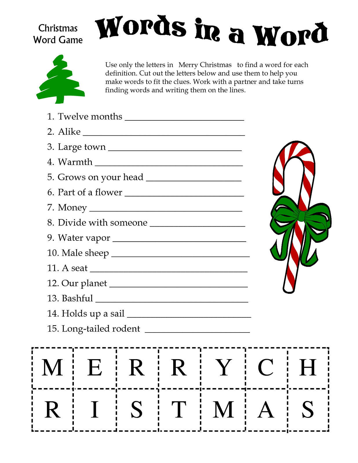 Free Printable Christmas Words Game for Free Printable Christmas Games for Adults