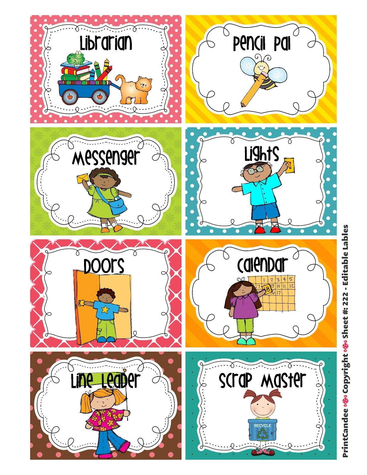 Free Printable Classroom Job Signs - Printable Templates pertaining to Free Printable Classroom Helper Signs