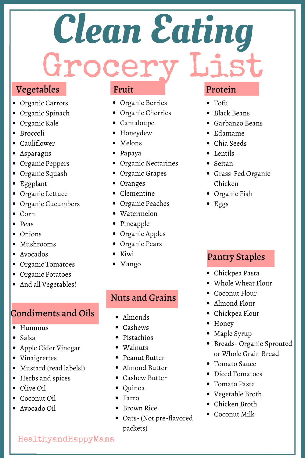 Free Printable Clean Eating Grocery List regarding Free Printable Clean Eating Grocery List