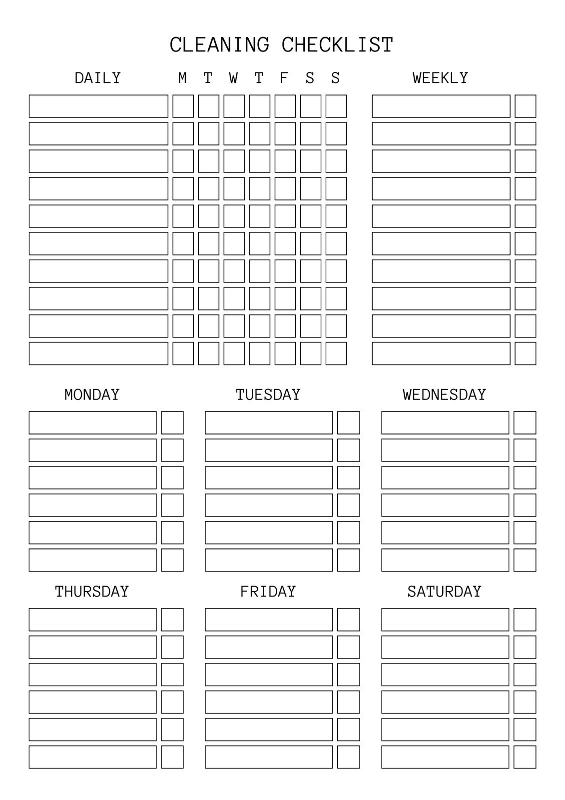 Free Printable Cleaning Checklist Templates | Canva inside Free Printable Cleaning Schedule Template