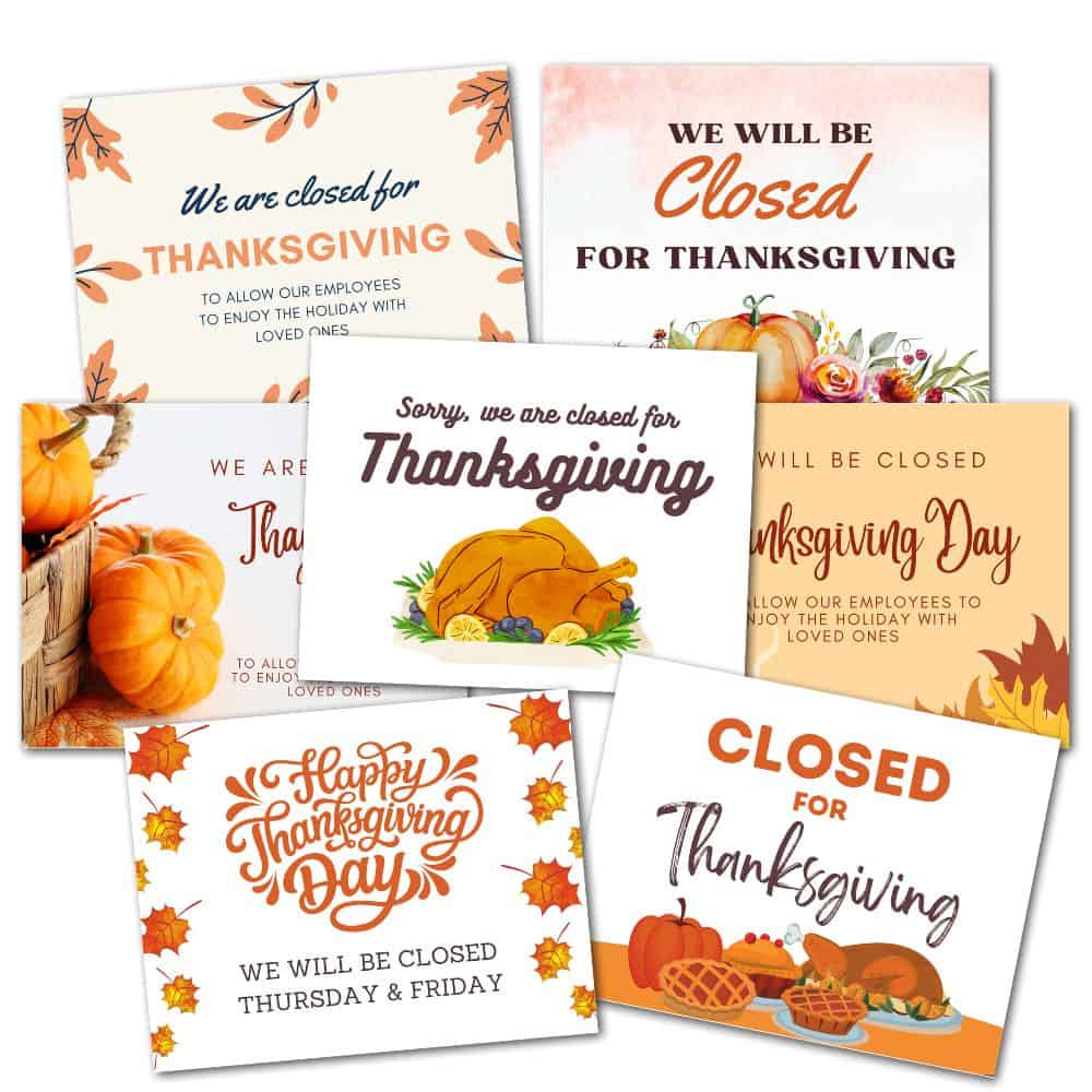 Free Printable Closed For Thanksgiving Signs (7 Templates) - The pertaining to Free Printable Closed Thanksgiving Day Signs