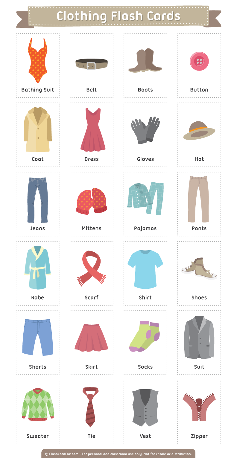 Free Printable Clothing Flash Cards with Free Printable Clothing Flashcards