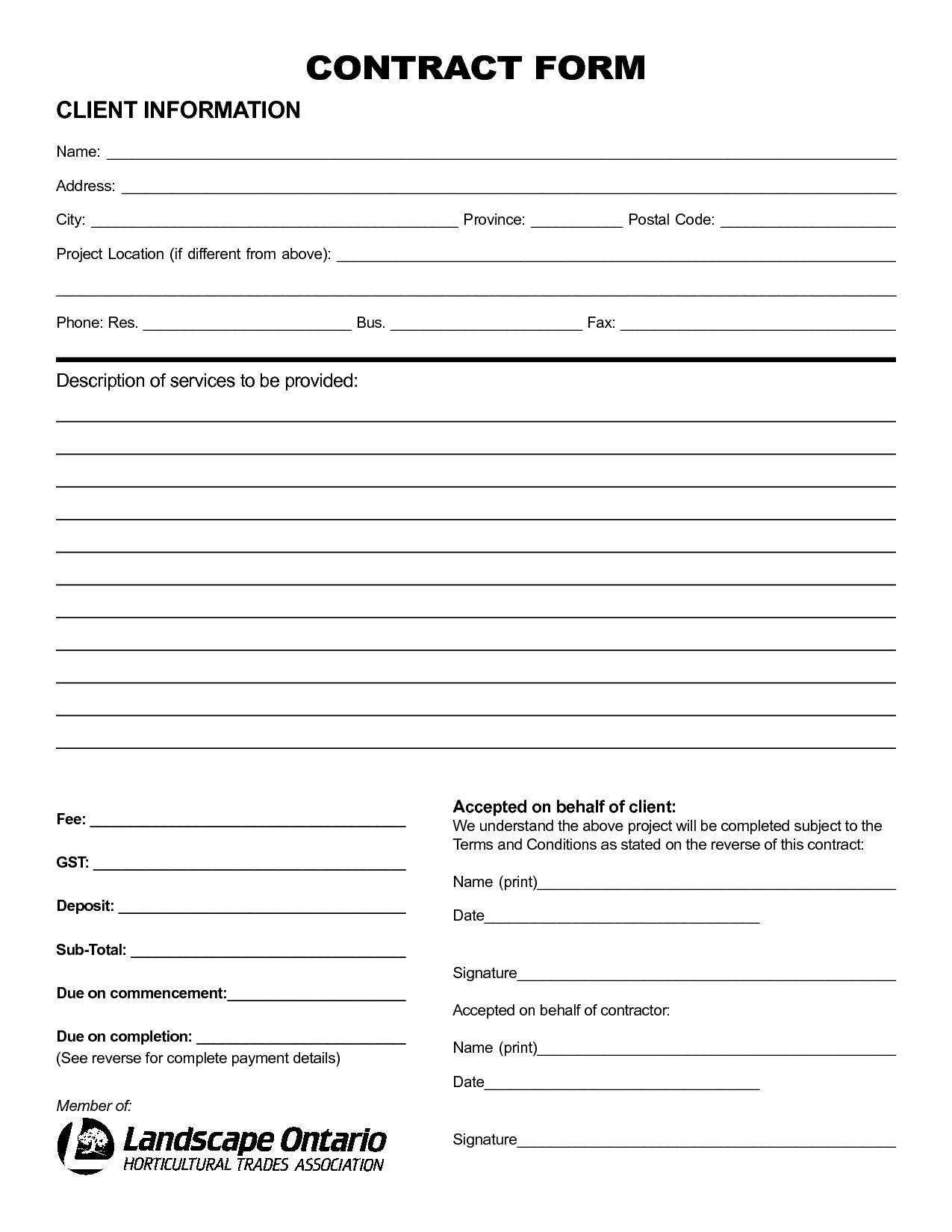 Free Printable Contract Forms For Your Business for Free Printable Contracts