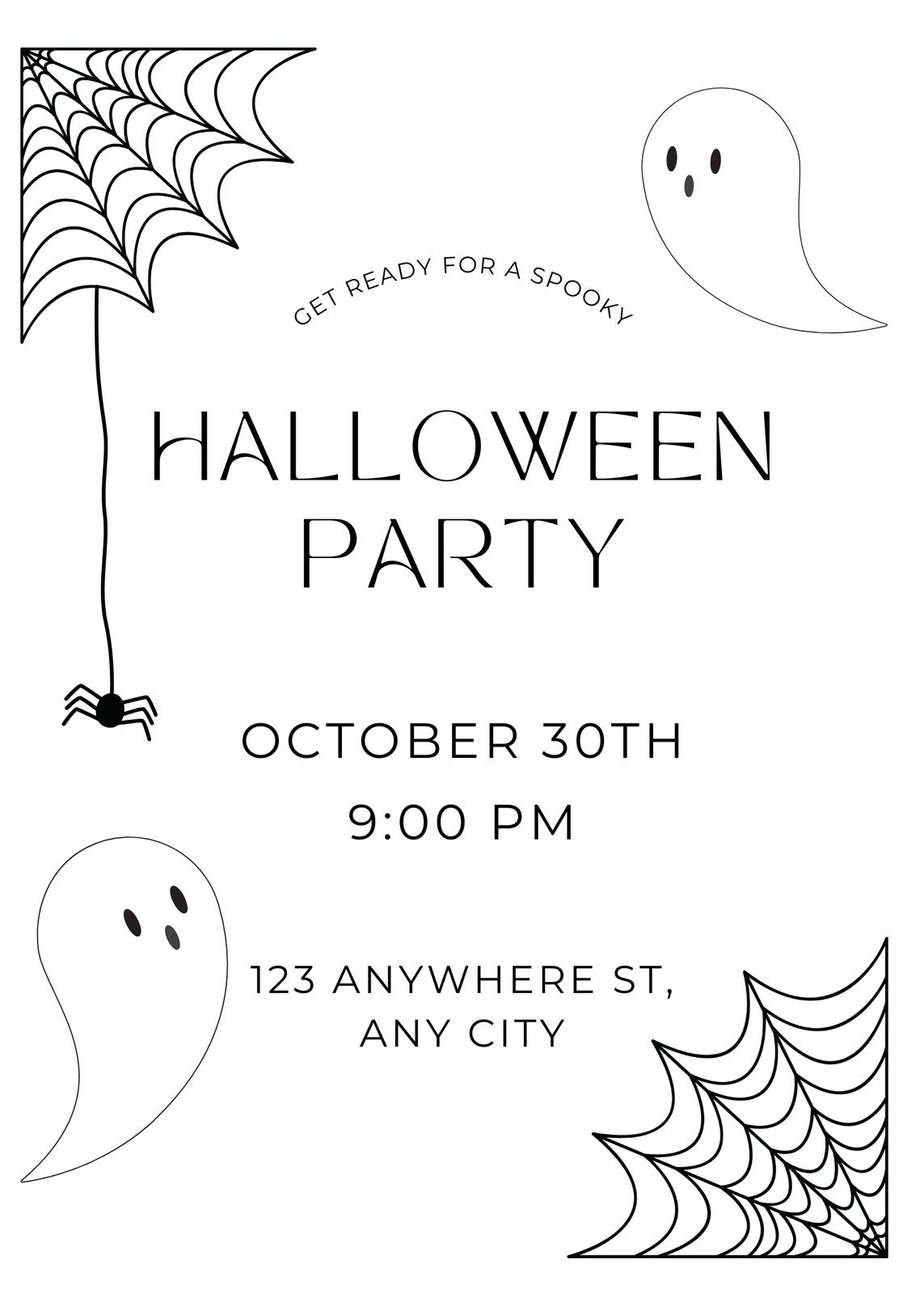 Free Printable Costume Party Invitation Templates | Canva intended for Halloween Invitations Free Printable Black And White