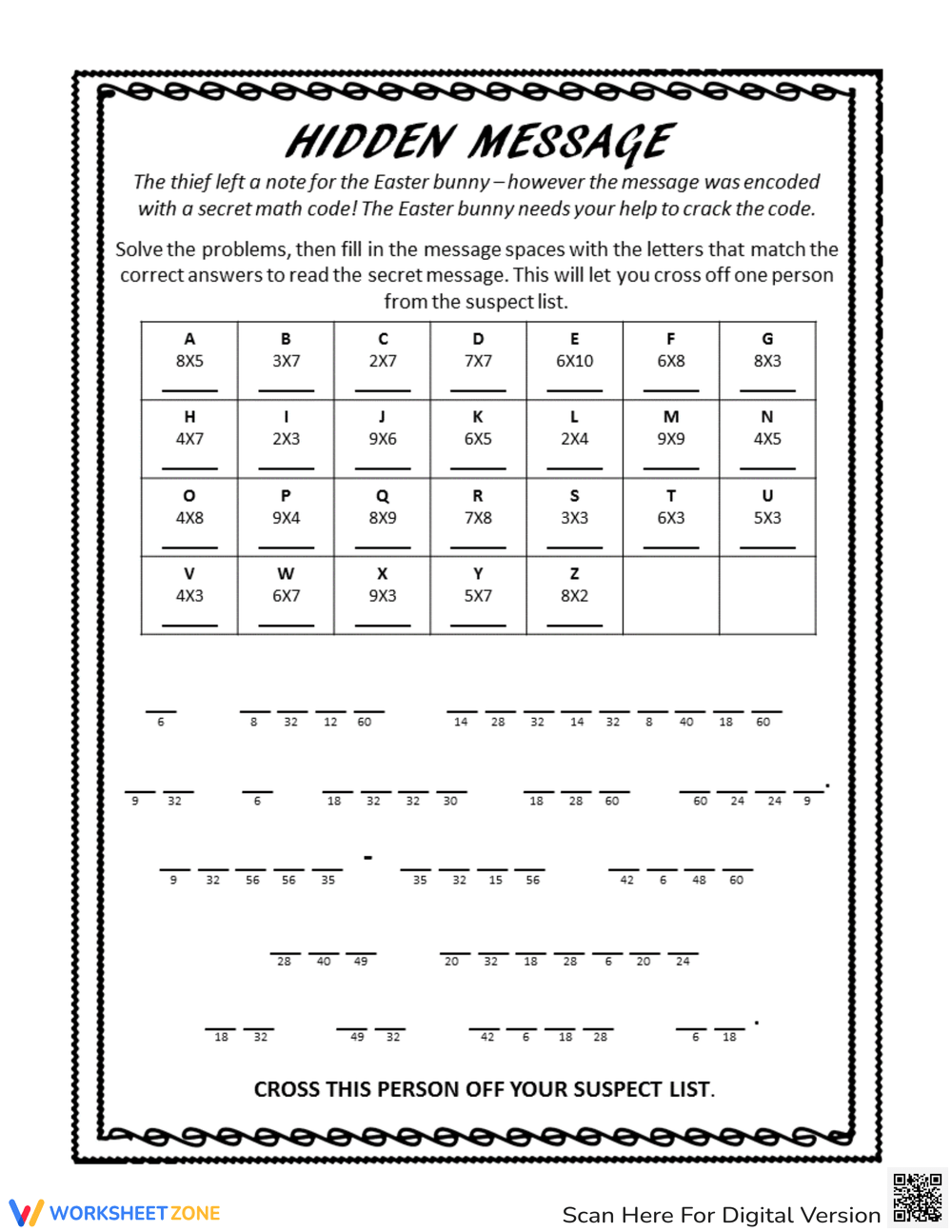 Free Printable Crack The Code Worksheet For Students within Crack The Code Worksheets Printable Free