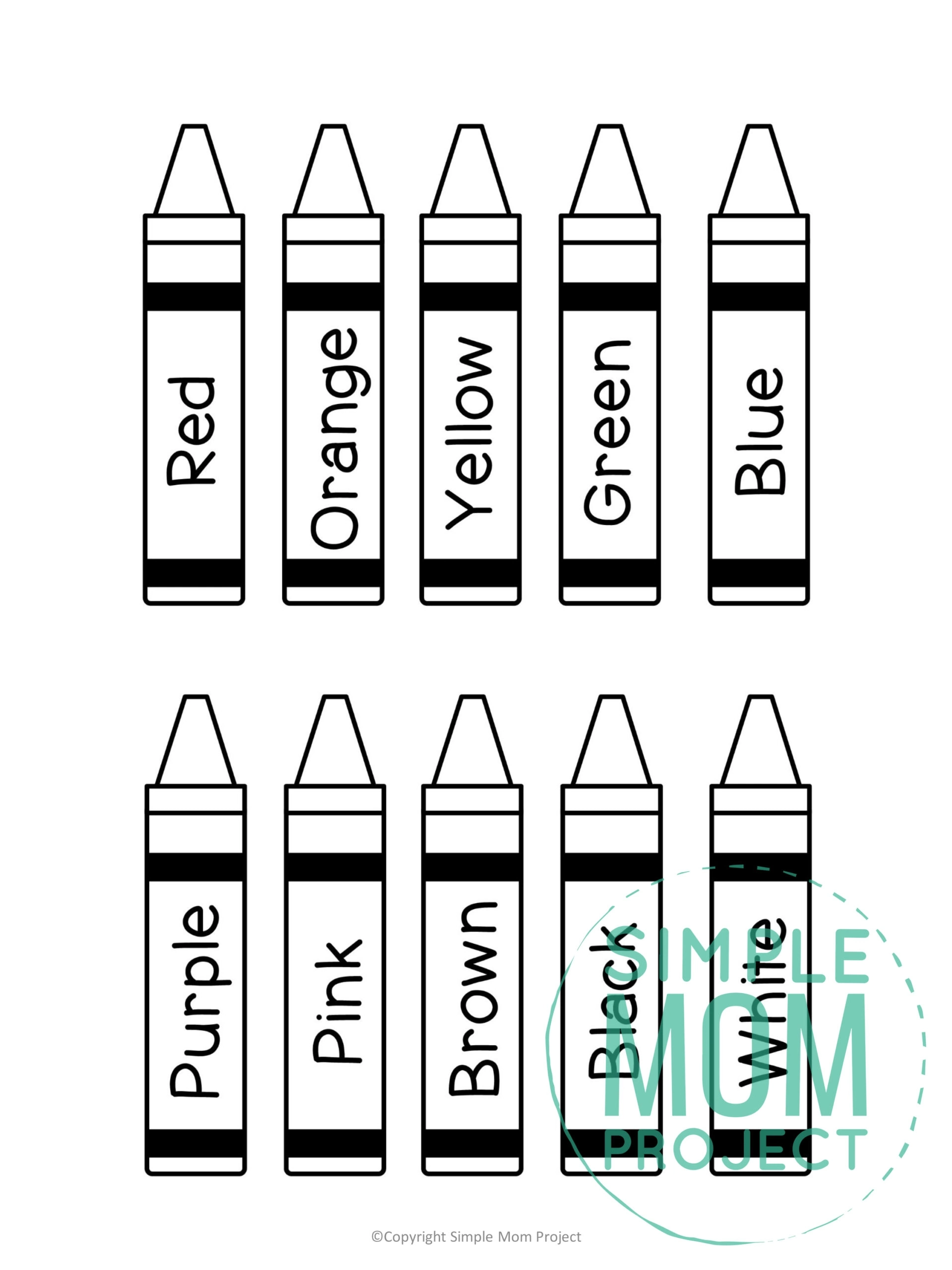 Free Printable Crayons Template – Simple Mom Project in Free Printable Crayon Pattern