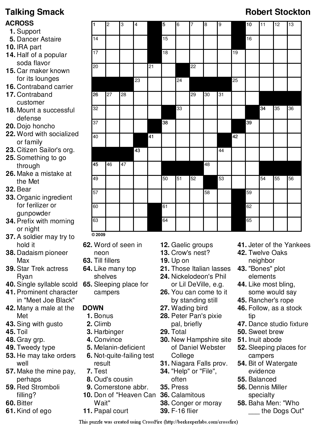 Free Printable Crossword #132: &amp;quot;Talking Smack&amp;quot; | Beekeeper Crosswords intended for Free Printable Crosswords