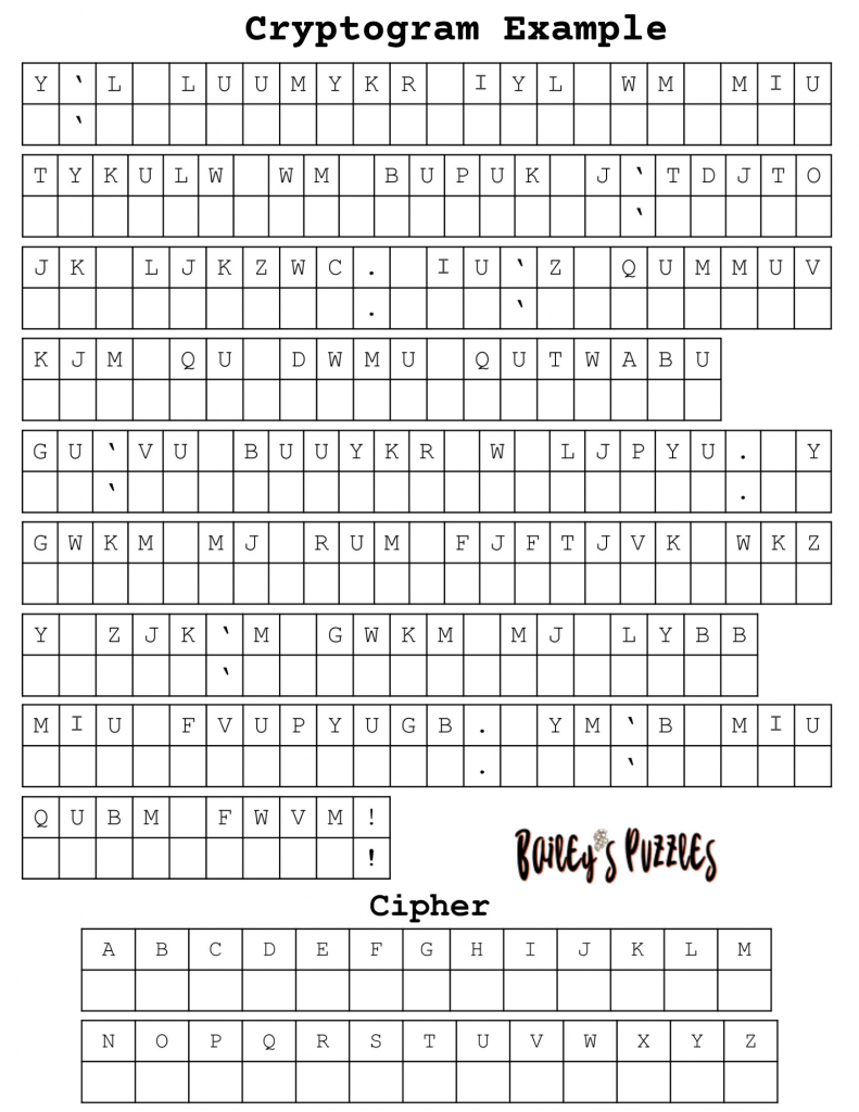 Free Printable Cryptoquip Puzzles inside Free Printable Cryptograms