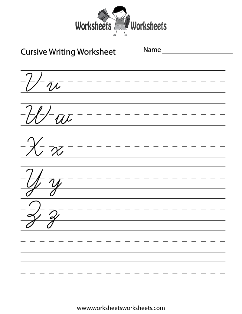 Free Printable Cursive Letters Writing Worksheet regarding Cursive Letters Worksheet Printable Free