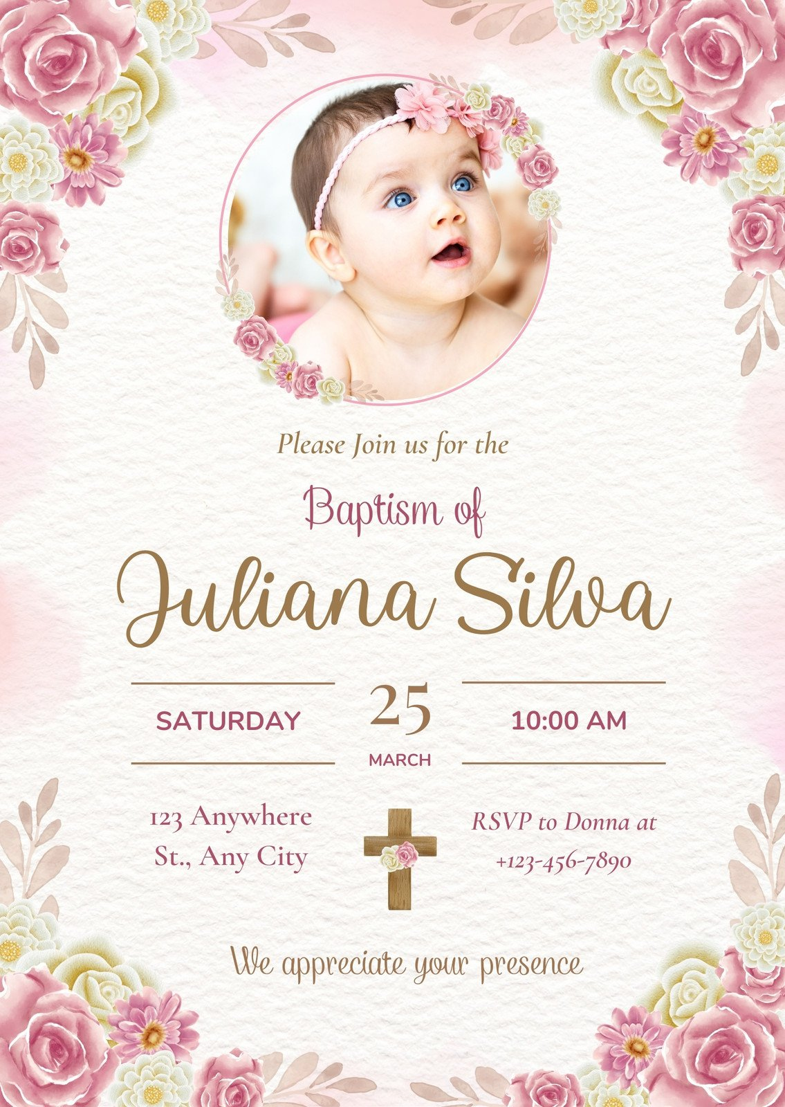 Free Printable, Customizable Baptism Invitation Templates | Canva within Free Printable Baptism Invitations