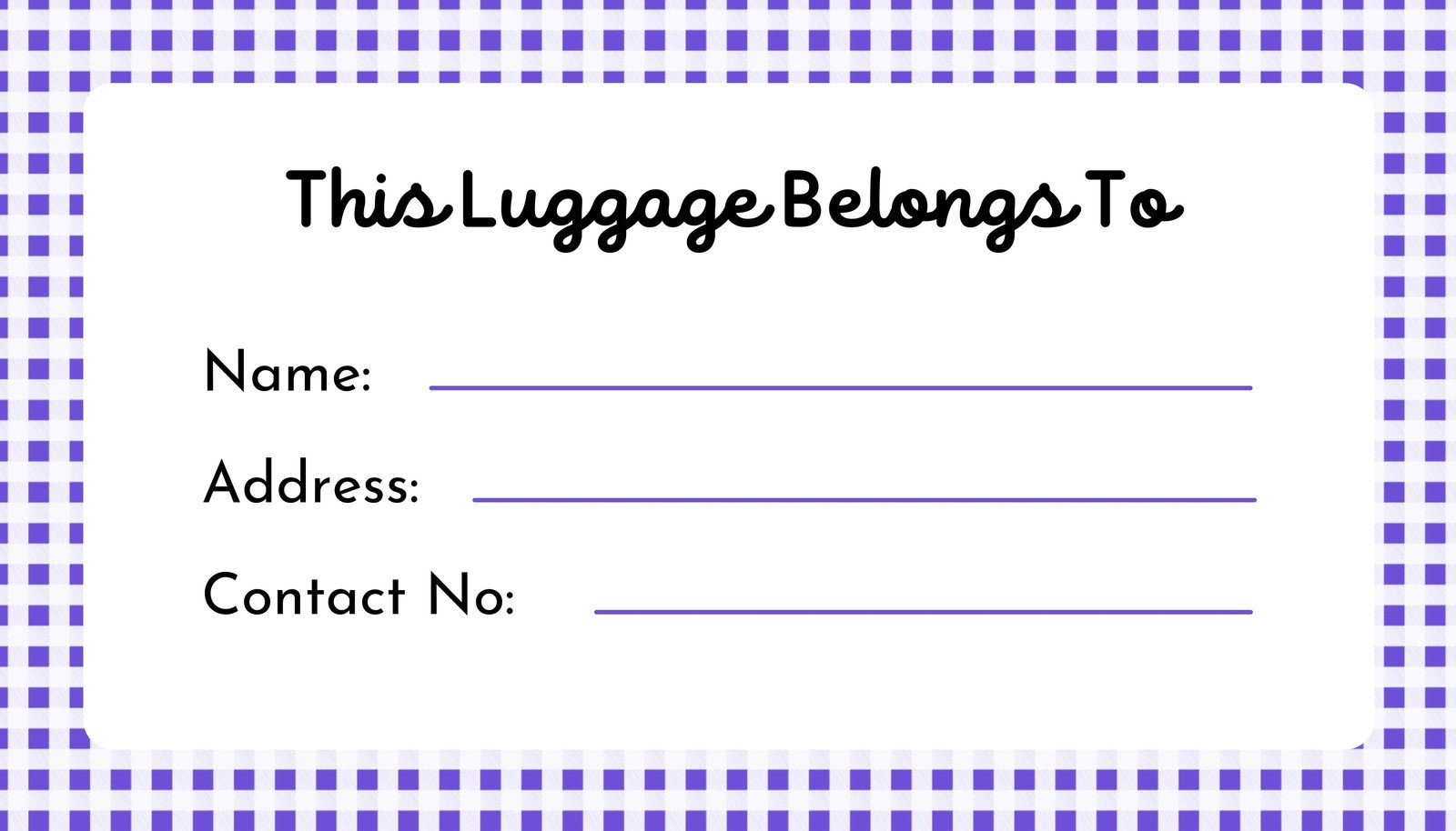 Free Printable, Customizable Luggage Tag Templates | Canva with regard to Free Printable Luggage Tags