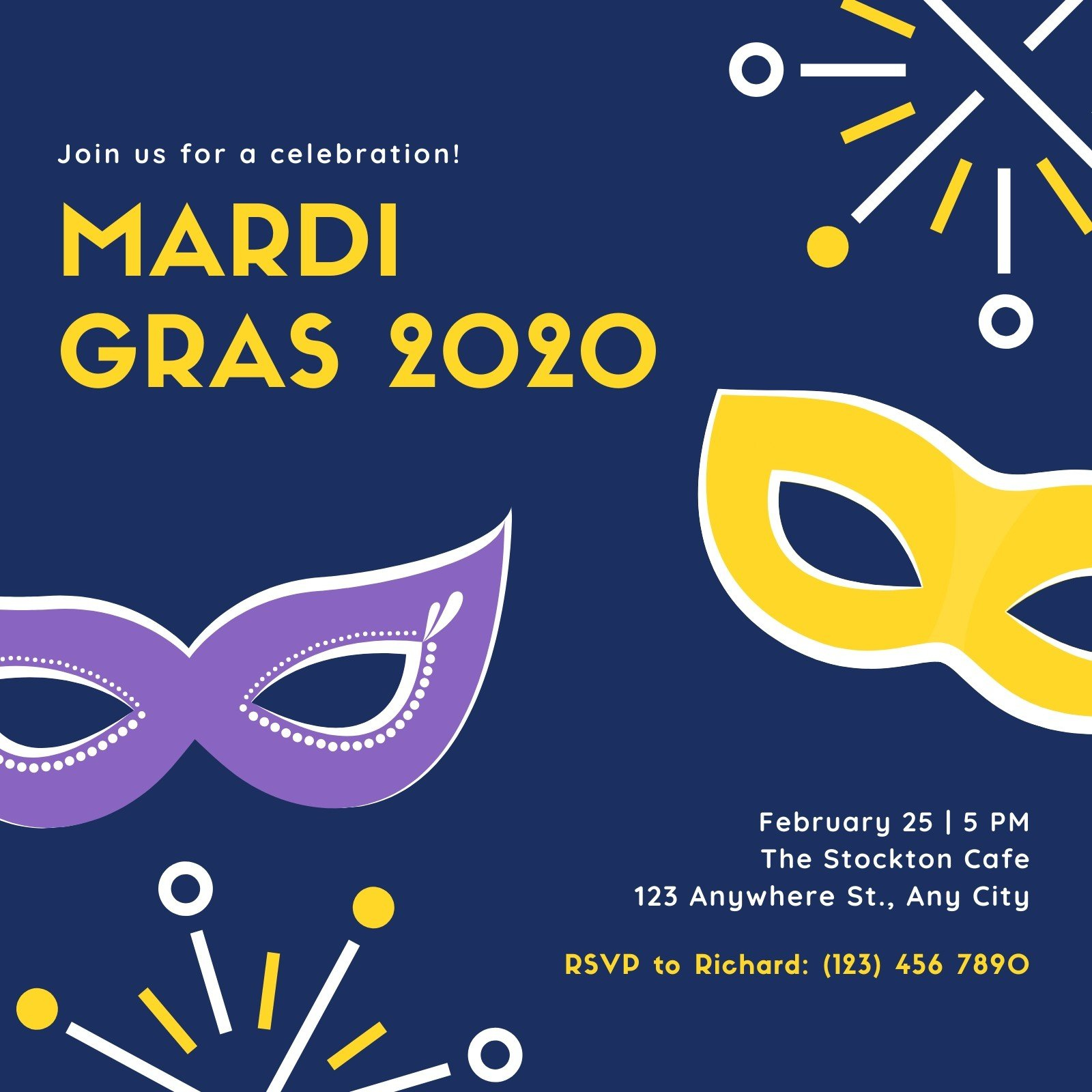 Free Printable, Customizable Mardi Gras Invitation Templates | Canva in Free Printable Mardi Gras Invitations