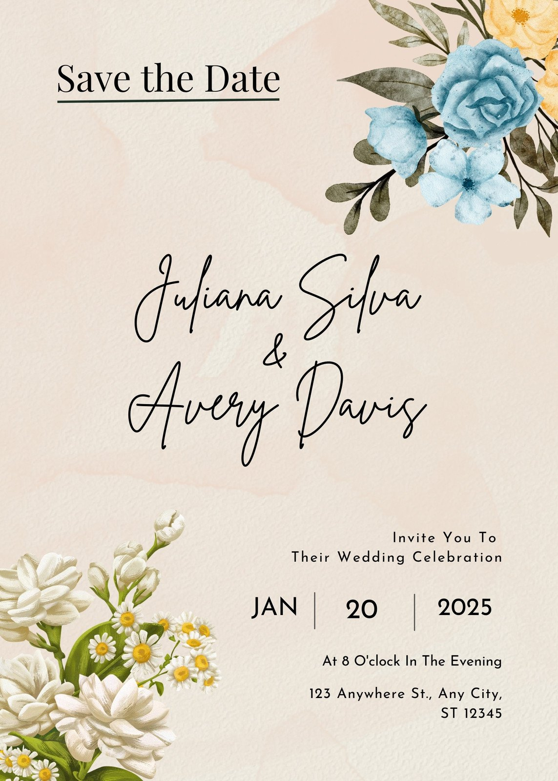 Free Printable, Customizable Wedding Card Templates | Canva for Free Printable Save The Date Templates