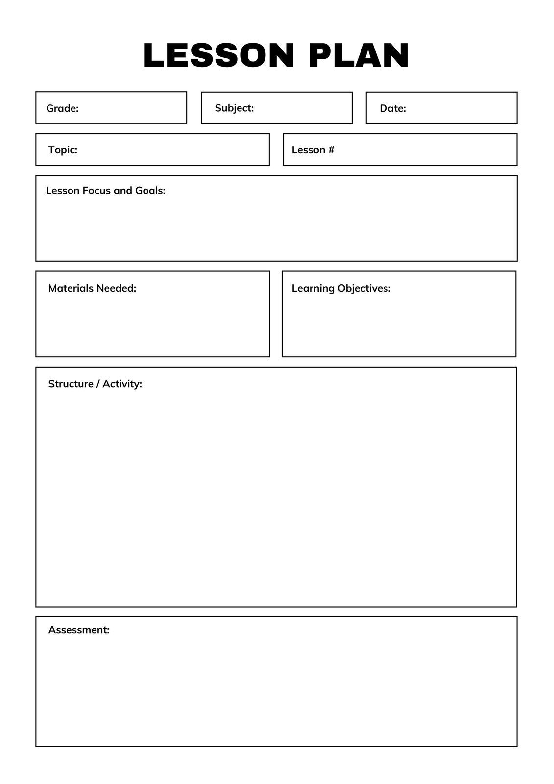 Free, Printable, Customizable Weekly Lesson Plan Templates | Canva within Free Printable Lesson Plan Template Blank