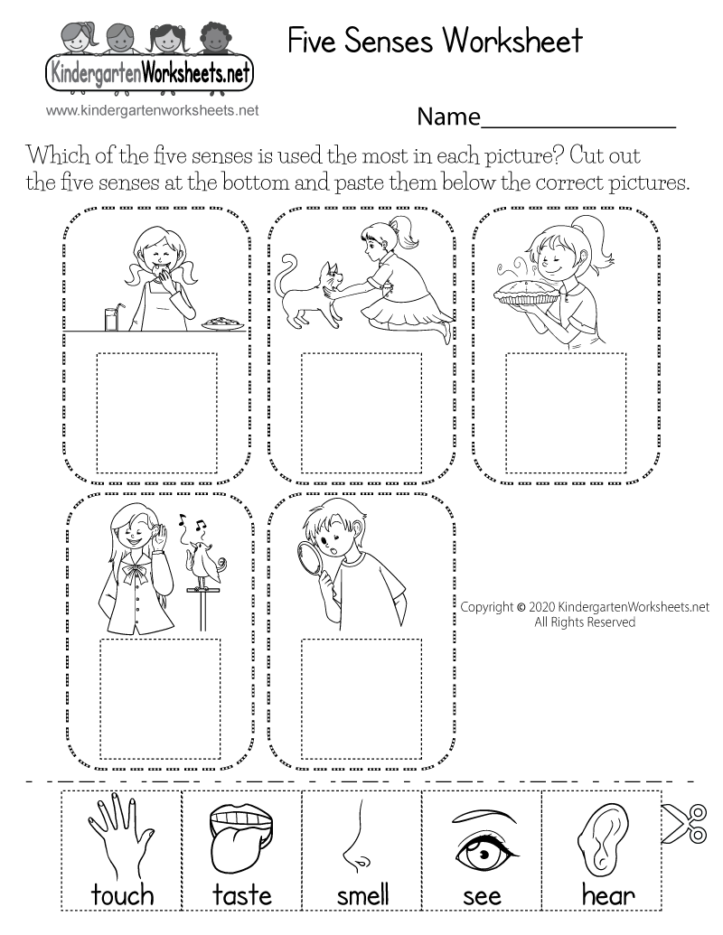 Free Printable Cut-And-Paste Five Senses Worksheet regarding Free Printable Worksheets Kindergarten Five Senses