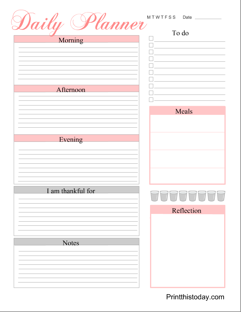 Free Printable Daily Planner Pages {Templates} with Free Printable Planner Pages