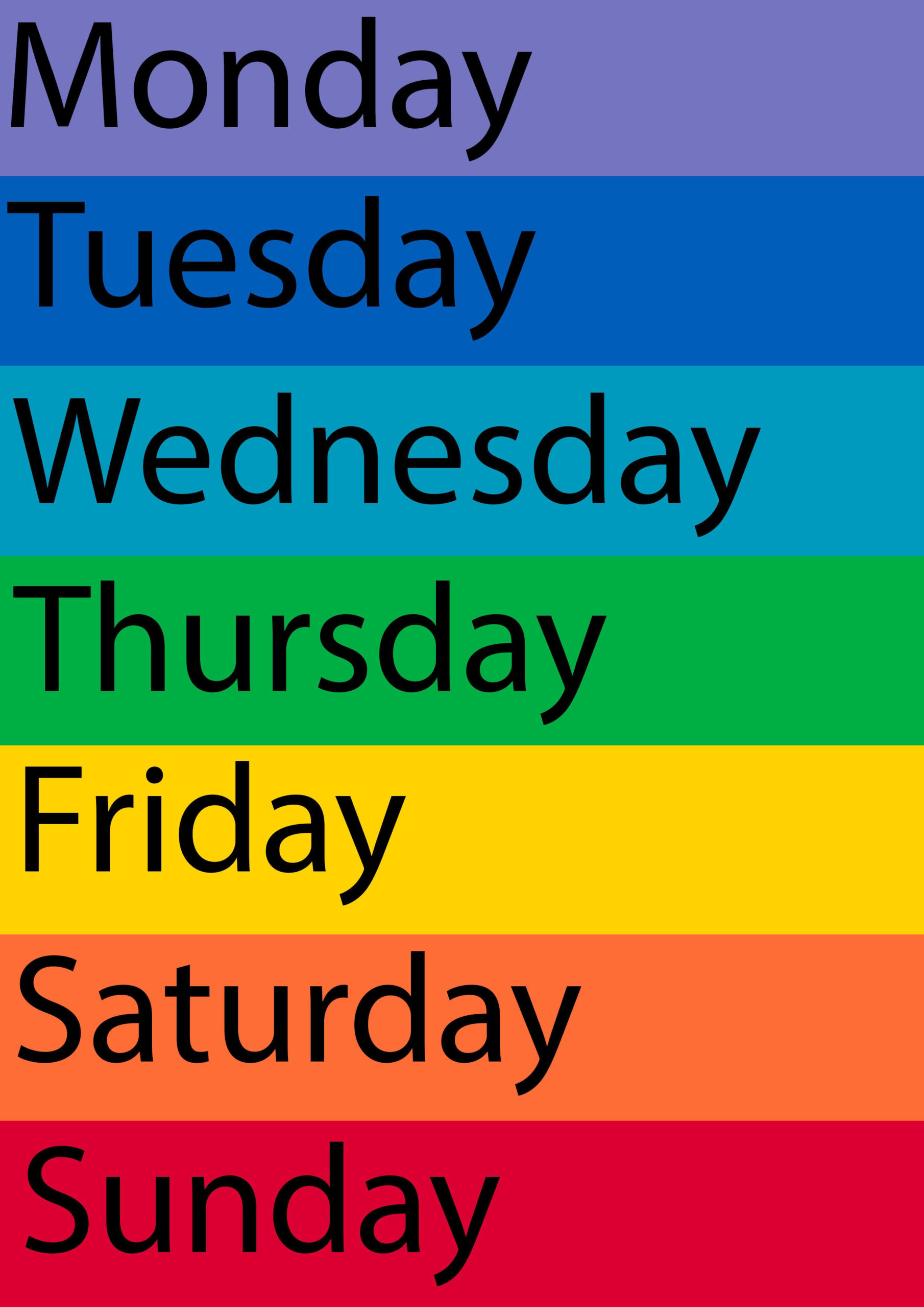 Free Printable Days Of The Week Display inside Free Printable Days Of The Week