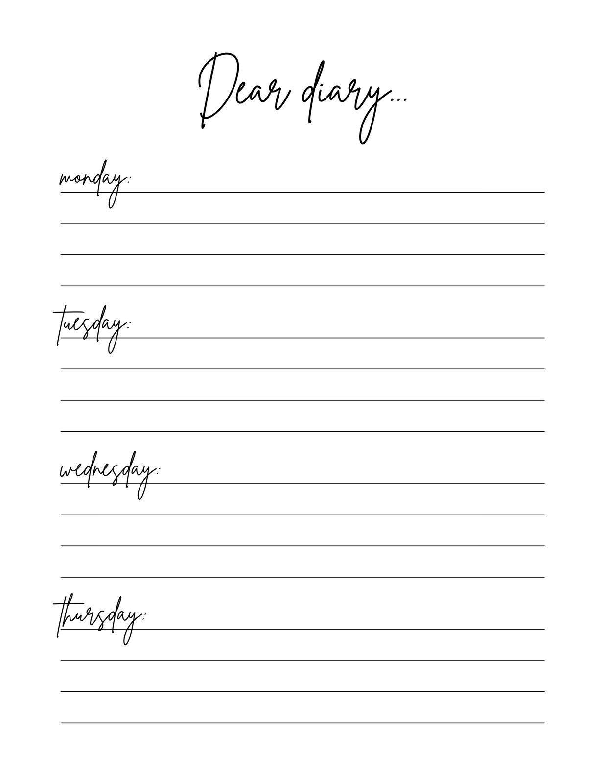 Free Printable Diary Templates You Can Customize | Canva within Free Printable Diary Pages