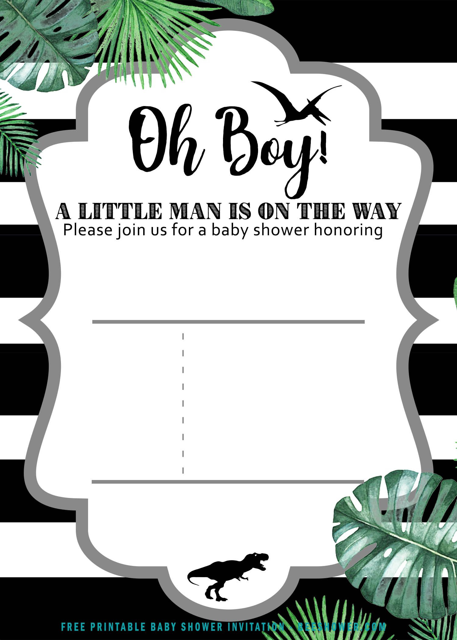 Free Printable Dinosaur Baby Shower Invitation Templates throughout Free Printable Dinosaur Baby Shower Invitations