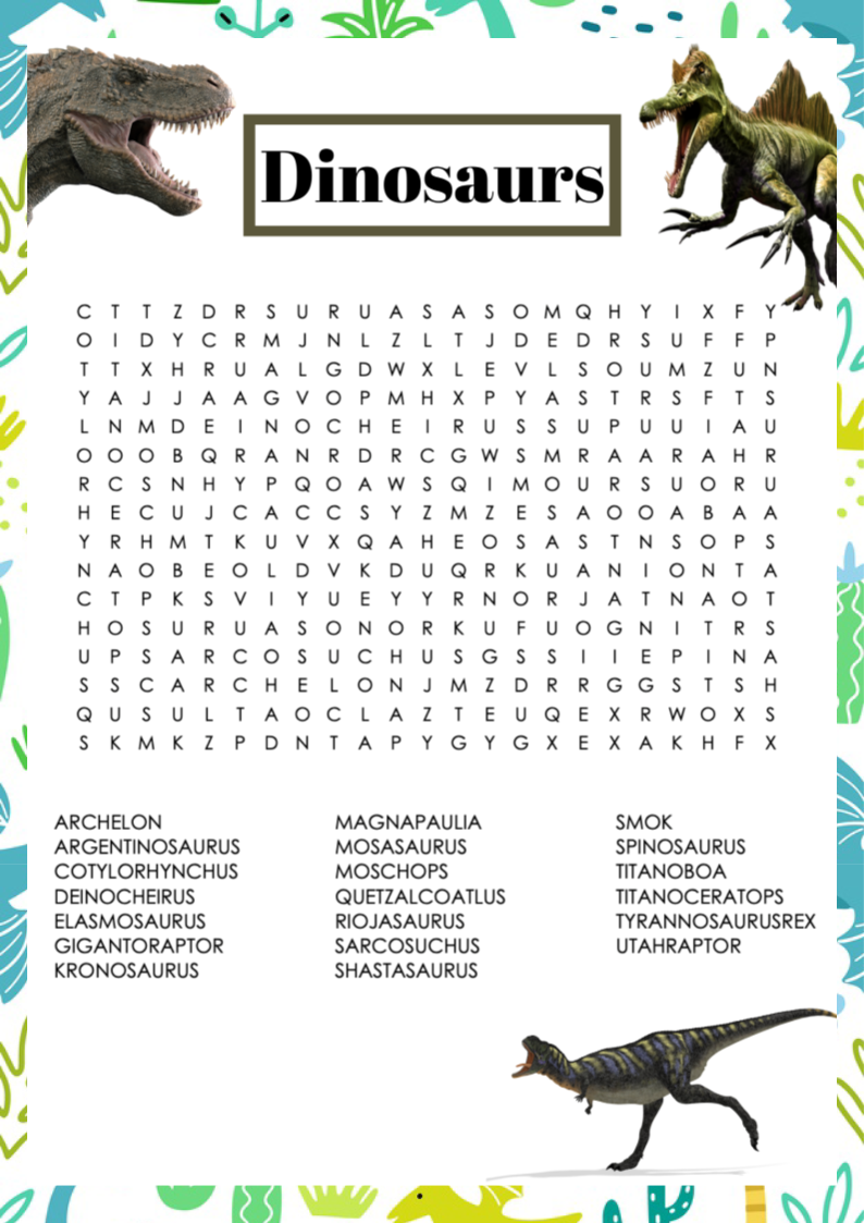 Free Printable Dinosaur Word Search Activity - | Learning Websites with regard to Free Printable Dinosaur Word Search