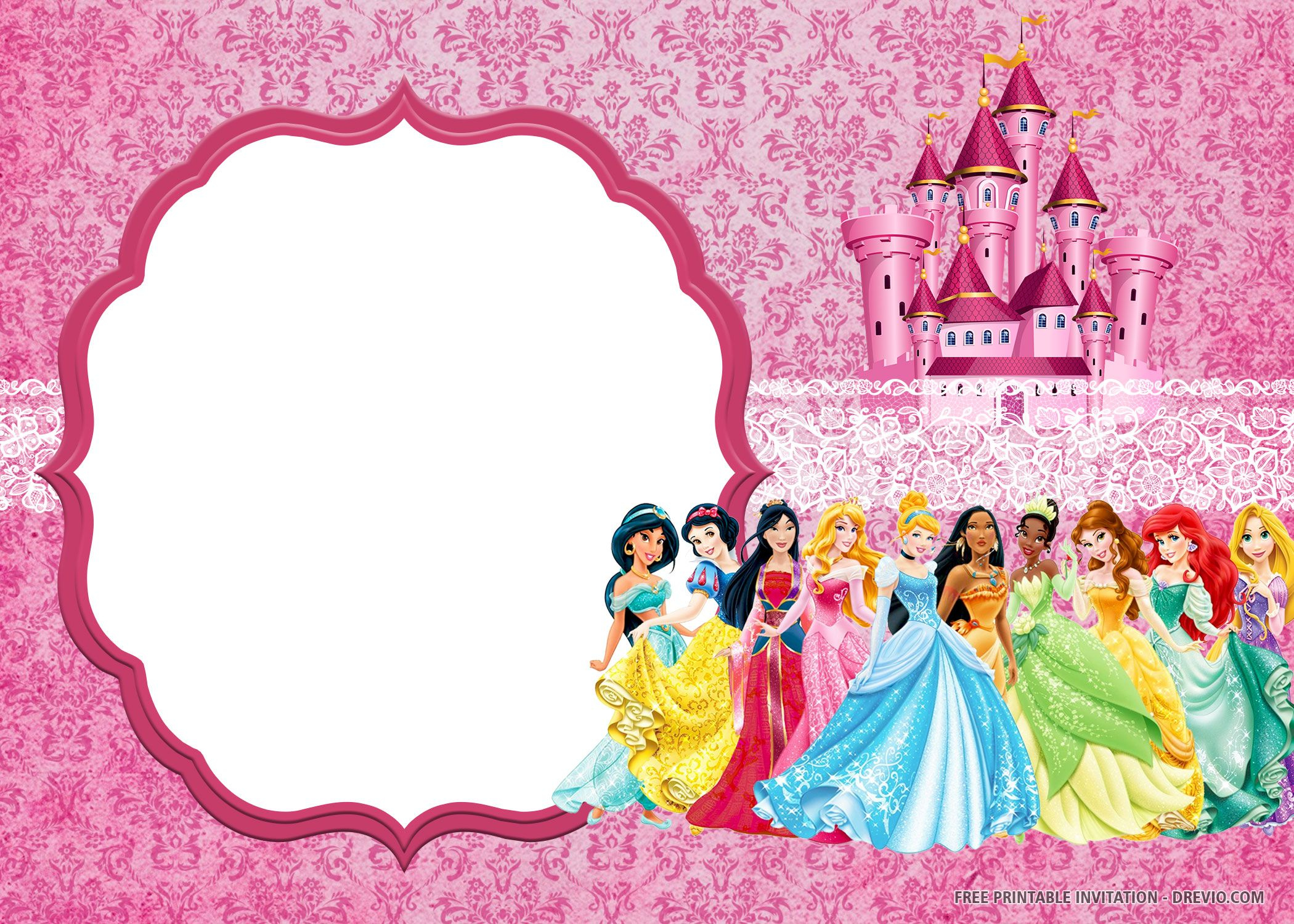 Free Printable Disney Princess Invitation Templates pertaining to Free Printable Princess Invitation Cards