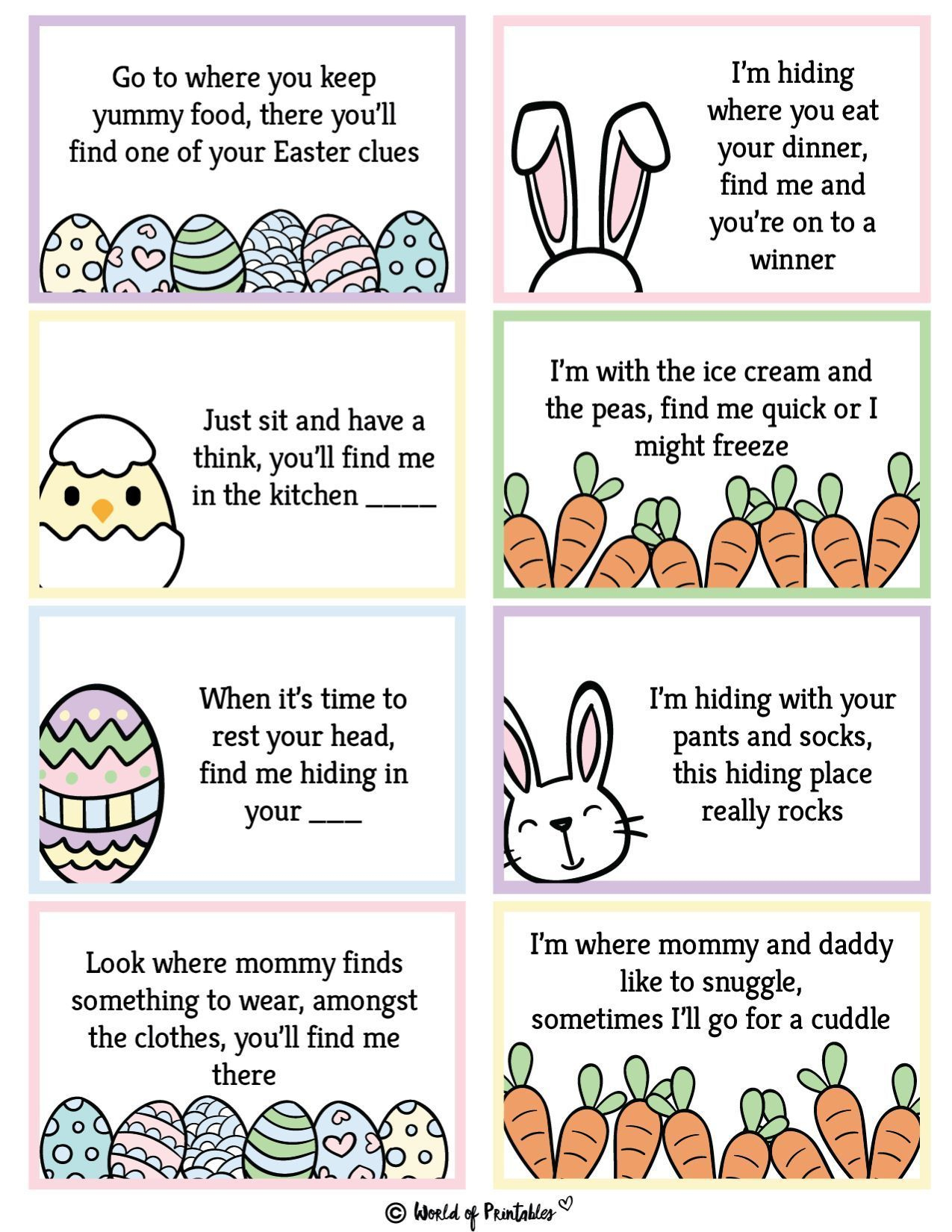 Free Printable Easter Egg Hunt Clues | Easter Egg Hunt Clues with Free Printable Easter Egg Hunt Riddles