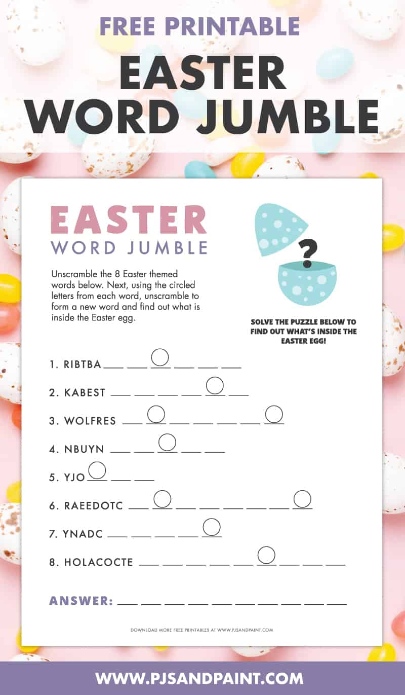 Free Printable Easter Word Jumble - Pjs And Paint with regard to Free Printable Jumbles