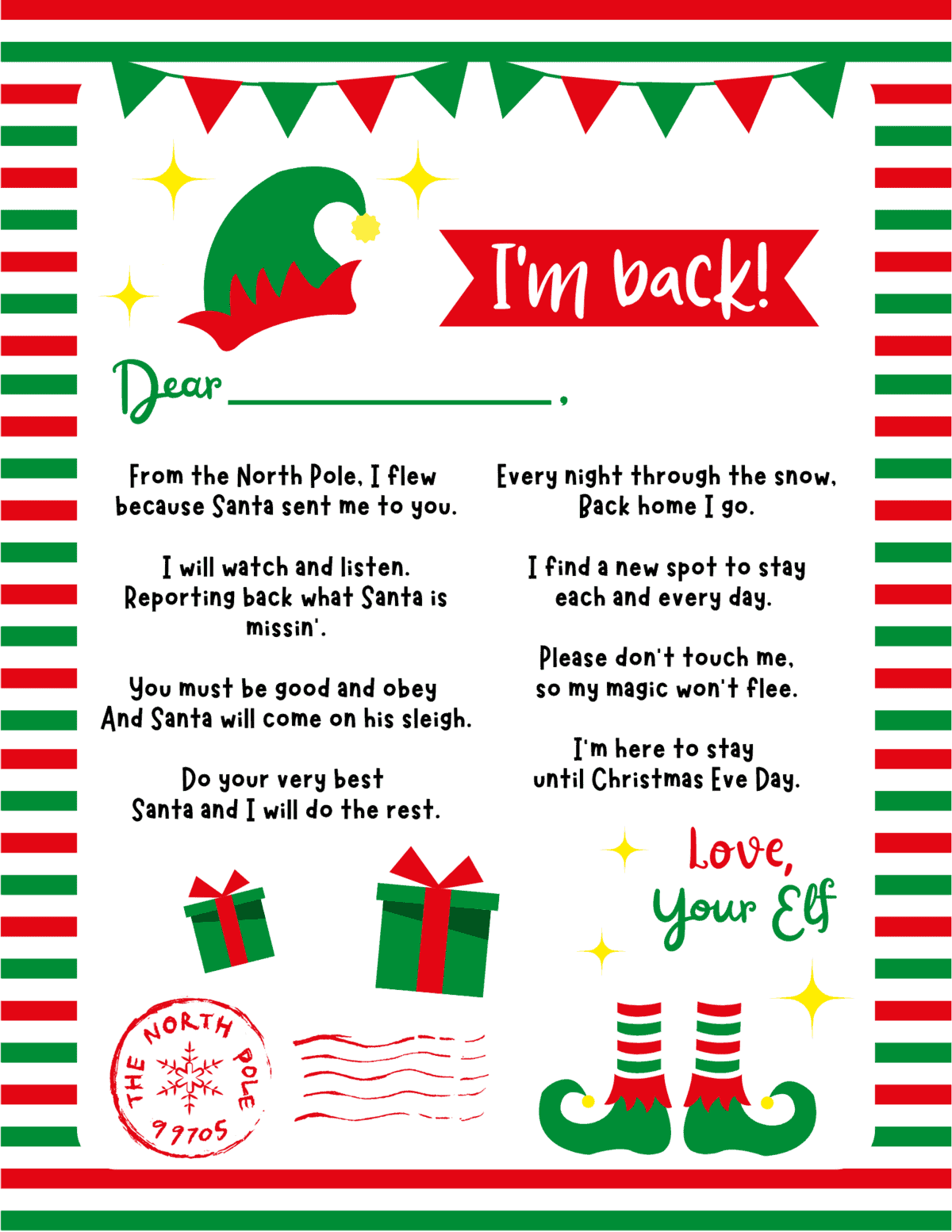 Free Printable Elf On The Shelf Arrival Letter with regard to Free Printable Elf on Shelf Arrival Letter