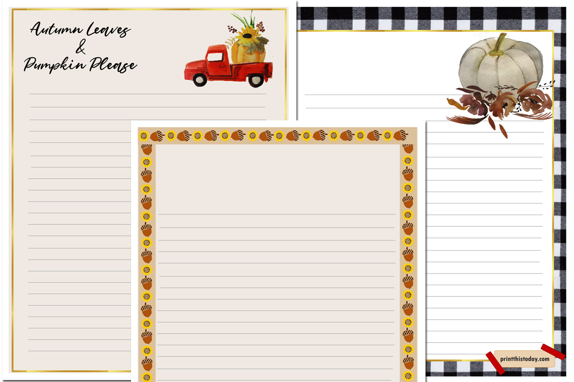 Free Printable Fall Writing Paper Stationery in Free Printable Autumn Paper