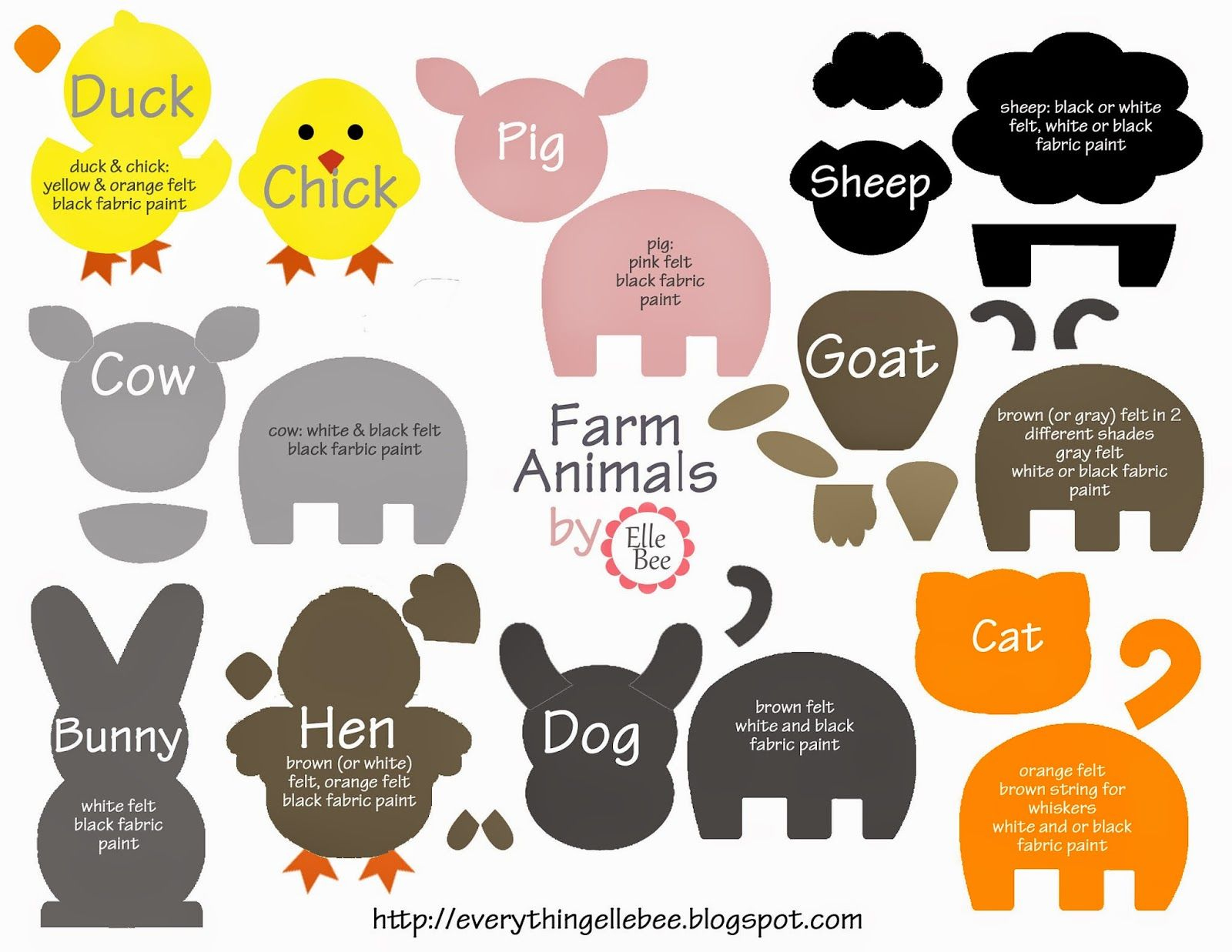 Free Printable Farm Animal Template For Felt Board throughout Free Printable Felt Patterns