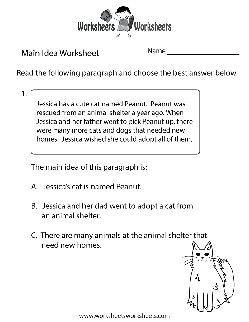 Free Printable Finding The Main Idea Worksheet throughout Free Printable Main Idea Worksheets