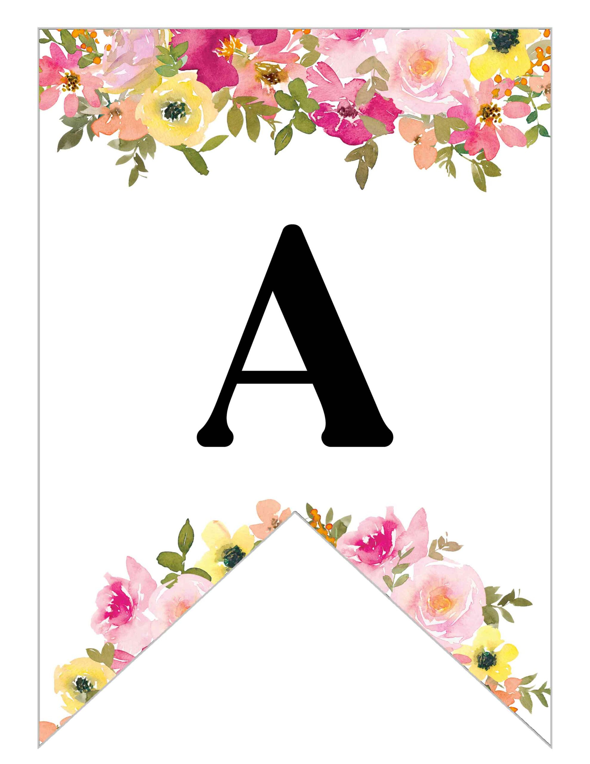 Free Printable Floral Alphabet Banner Letters - Lovely Planner for Free Printable Flower Letters