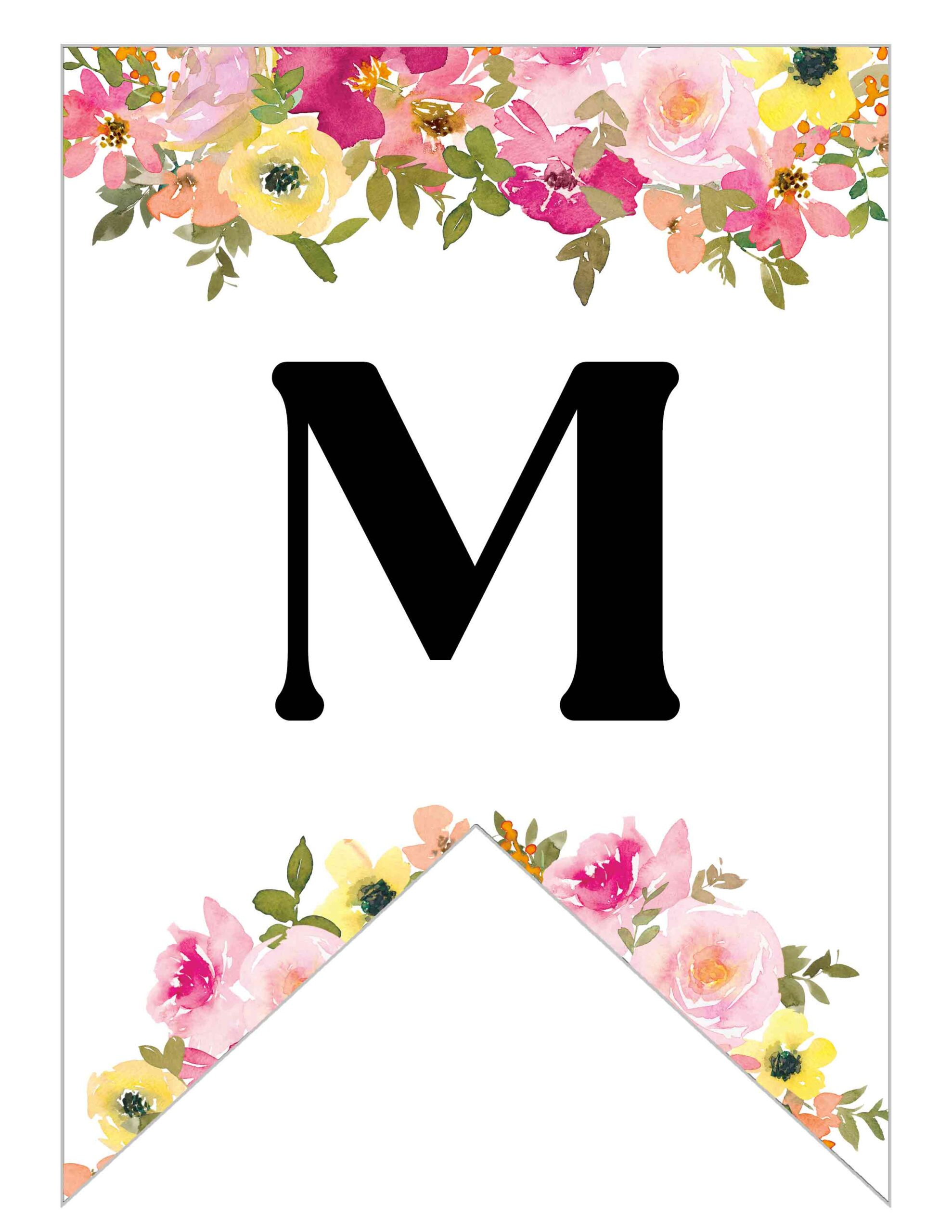 Free Printable Floral Alphabet Banner Letters - Lovely Planner in Free Printable Flower Letters