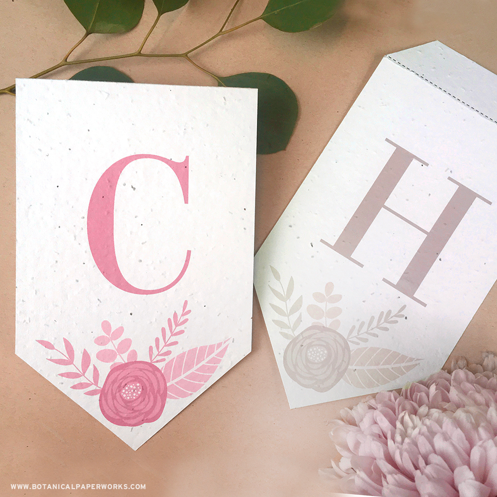 Free Printable} Floral Letter Banners Made With Seed Paper For Eco pertaining to Free Printable Baby Shower Banner Letters