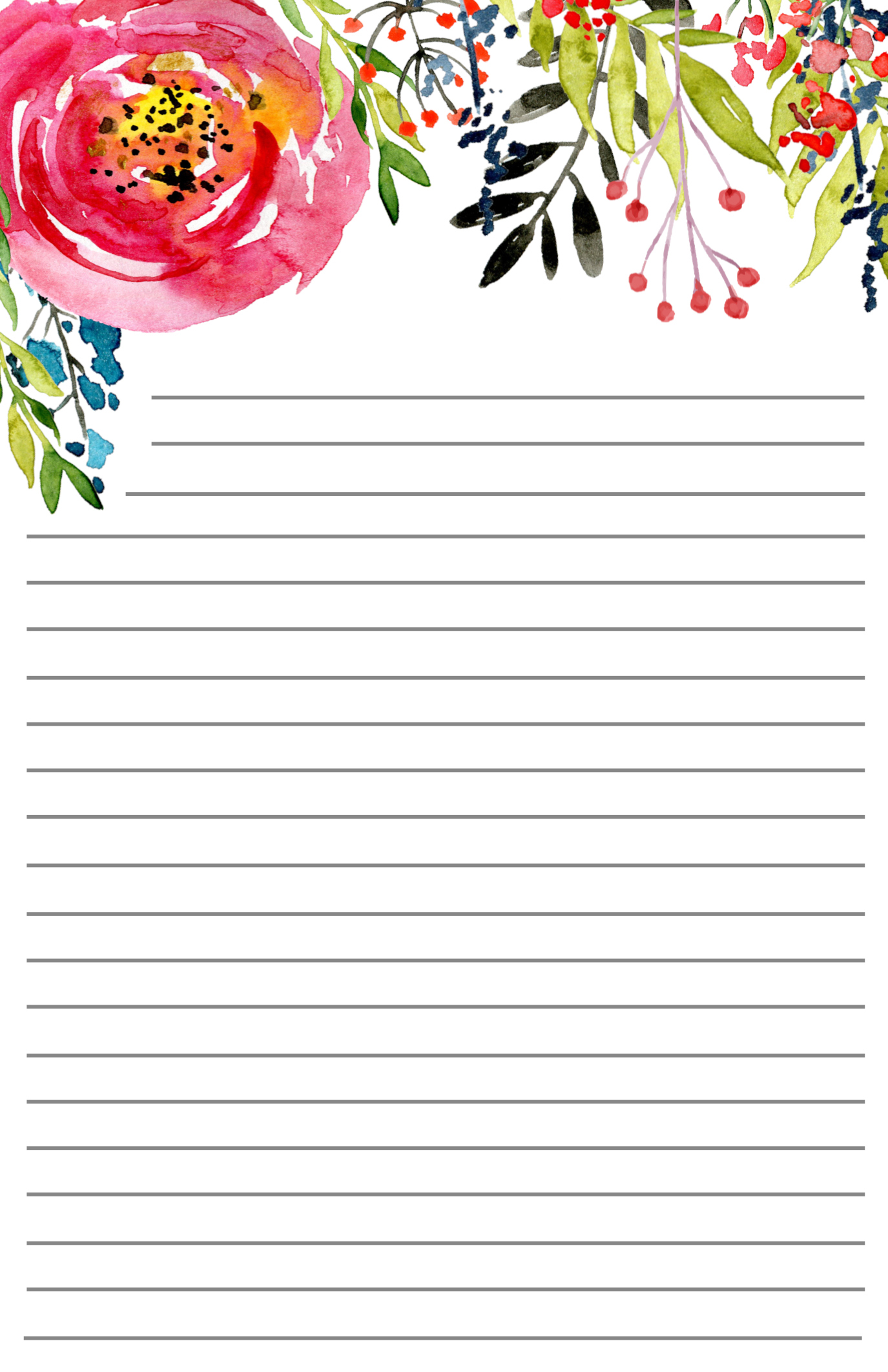 Free Printable Floral Stationery - Paper Trail Design for Free Printable Lined Stationery